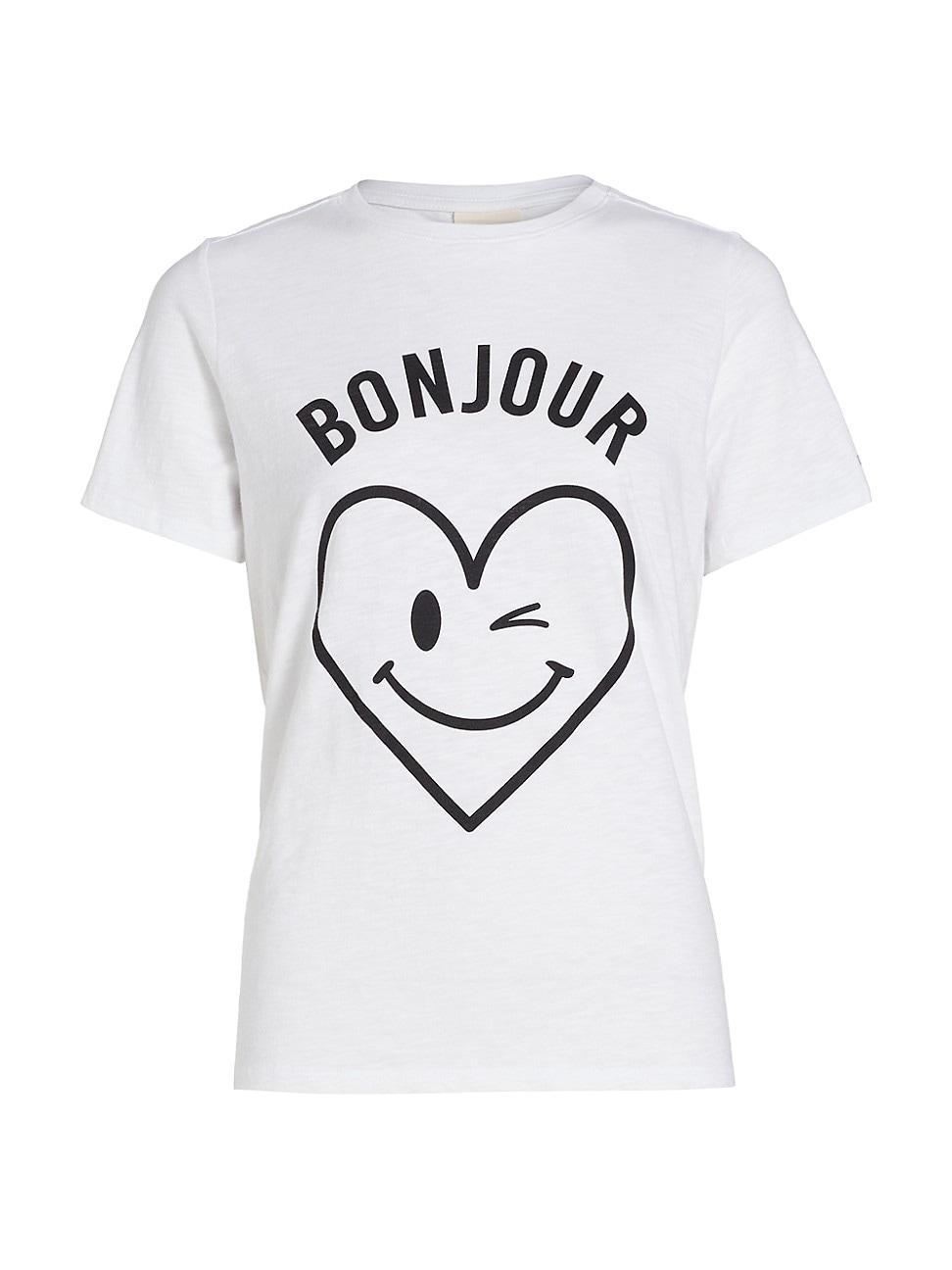Cinq a Sept Cotton Bonjour Smiling Heart Tee Product Image