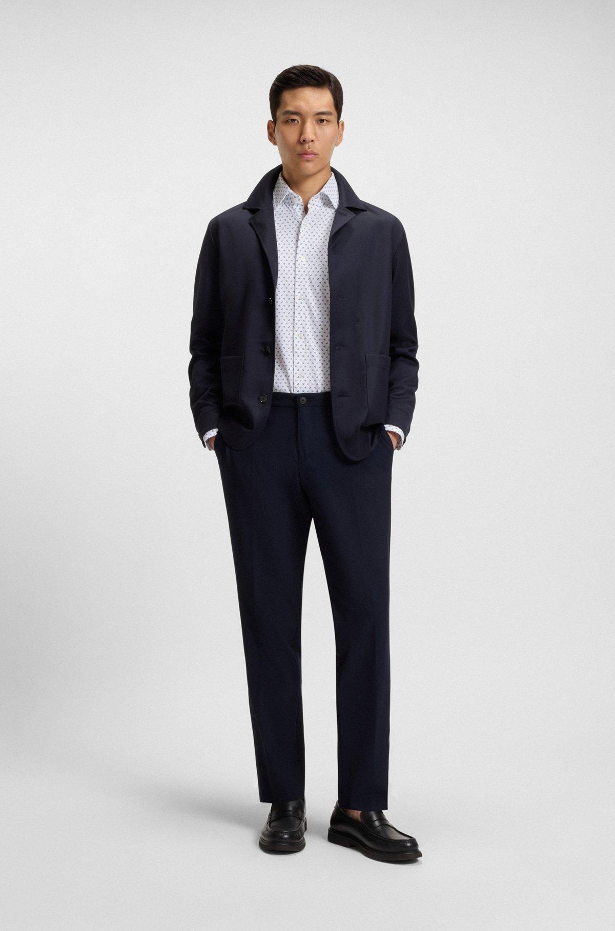 BOSS - Slim-fit shirt in Italian-made performance-stretch fabric - Light Blue Product Image
