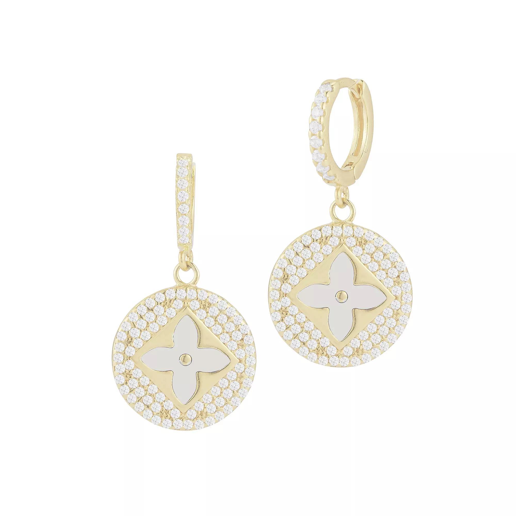Sunkissed Sterling Gemstone & Cubic Zirconia Clover Earrings, Womens, Silver Tone White Product Image