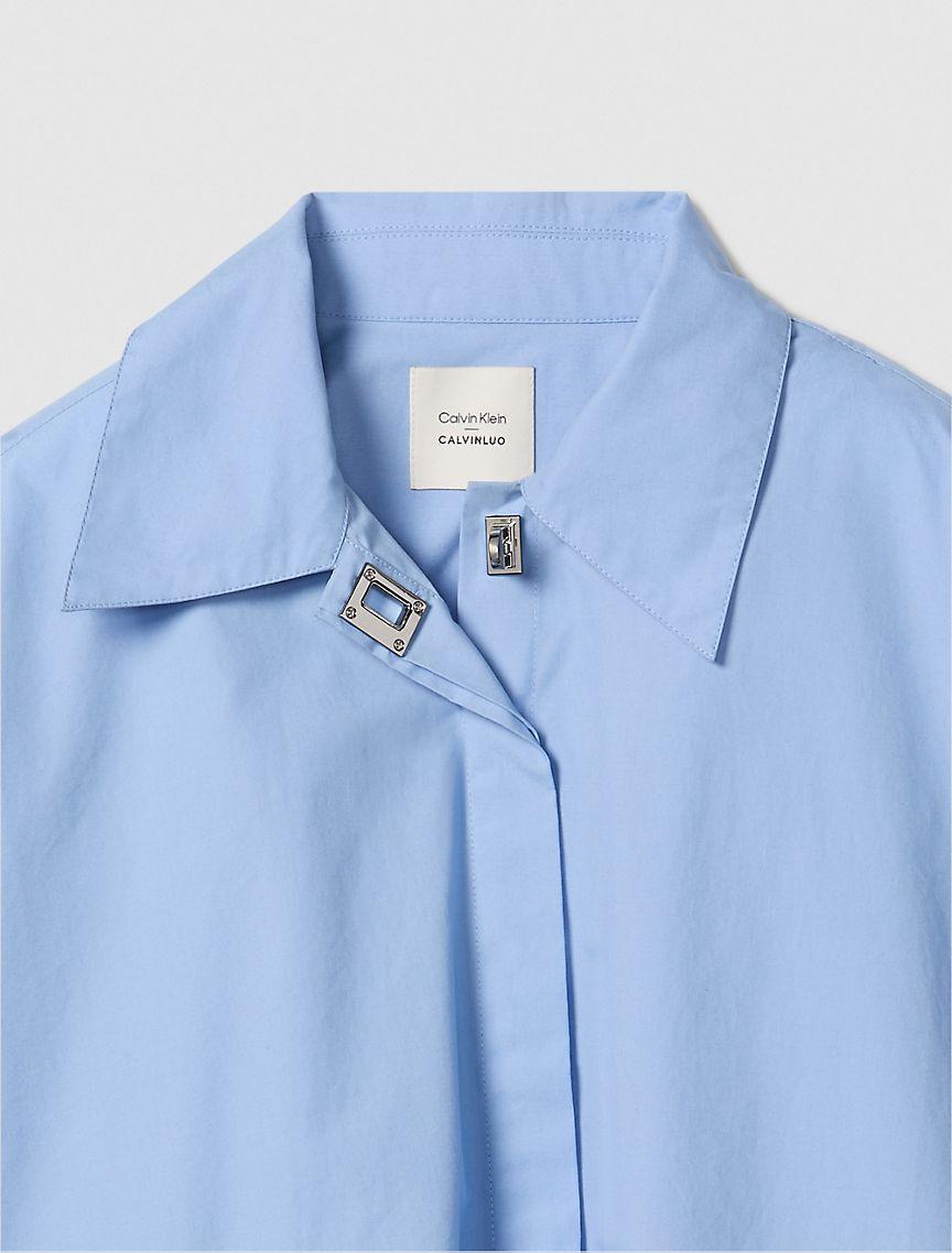 Poplin Woven Cropped Button-Down Shirt Product Image