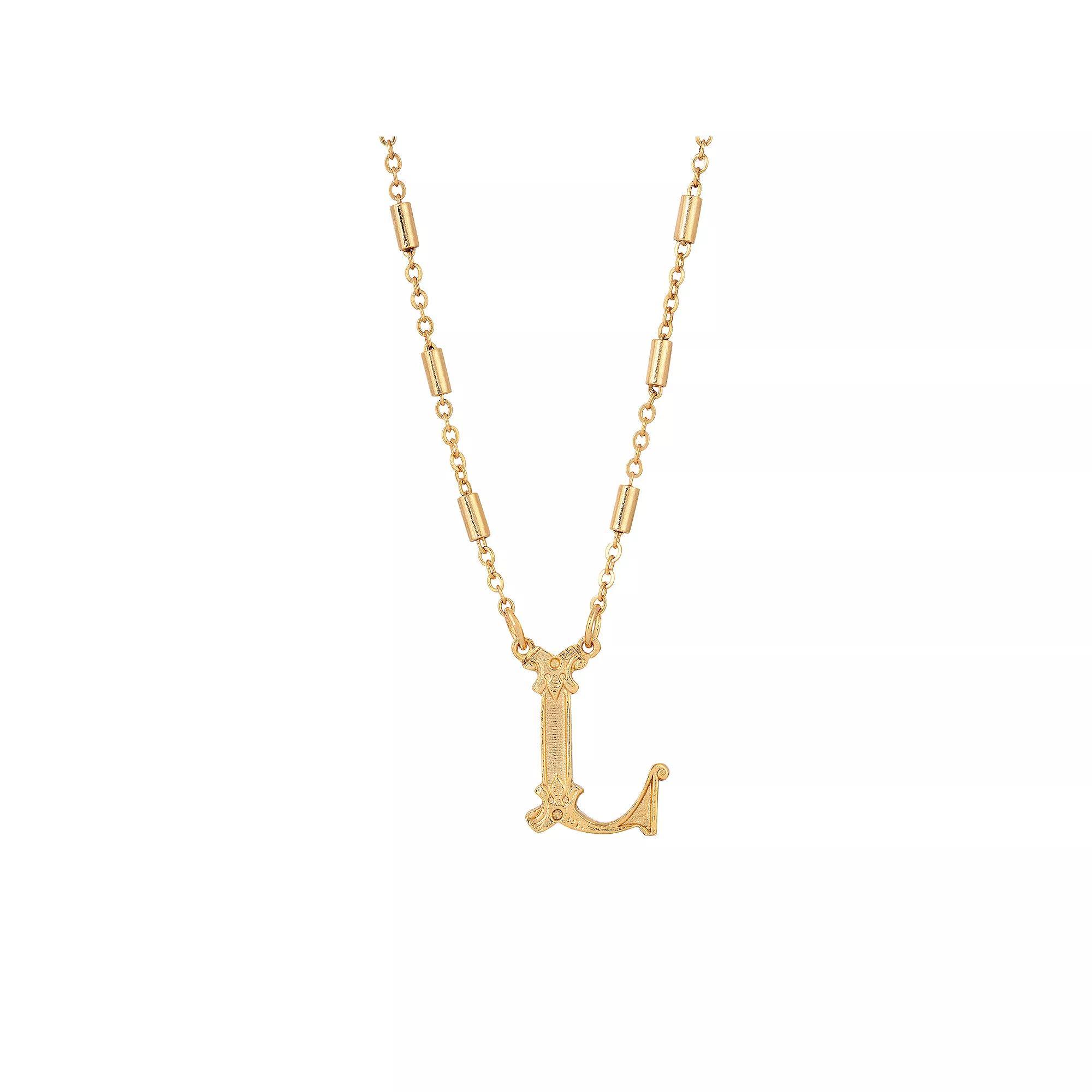 1928 Gold Tone Initial Necklace, Womens, Yellow L Product Image