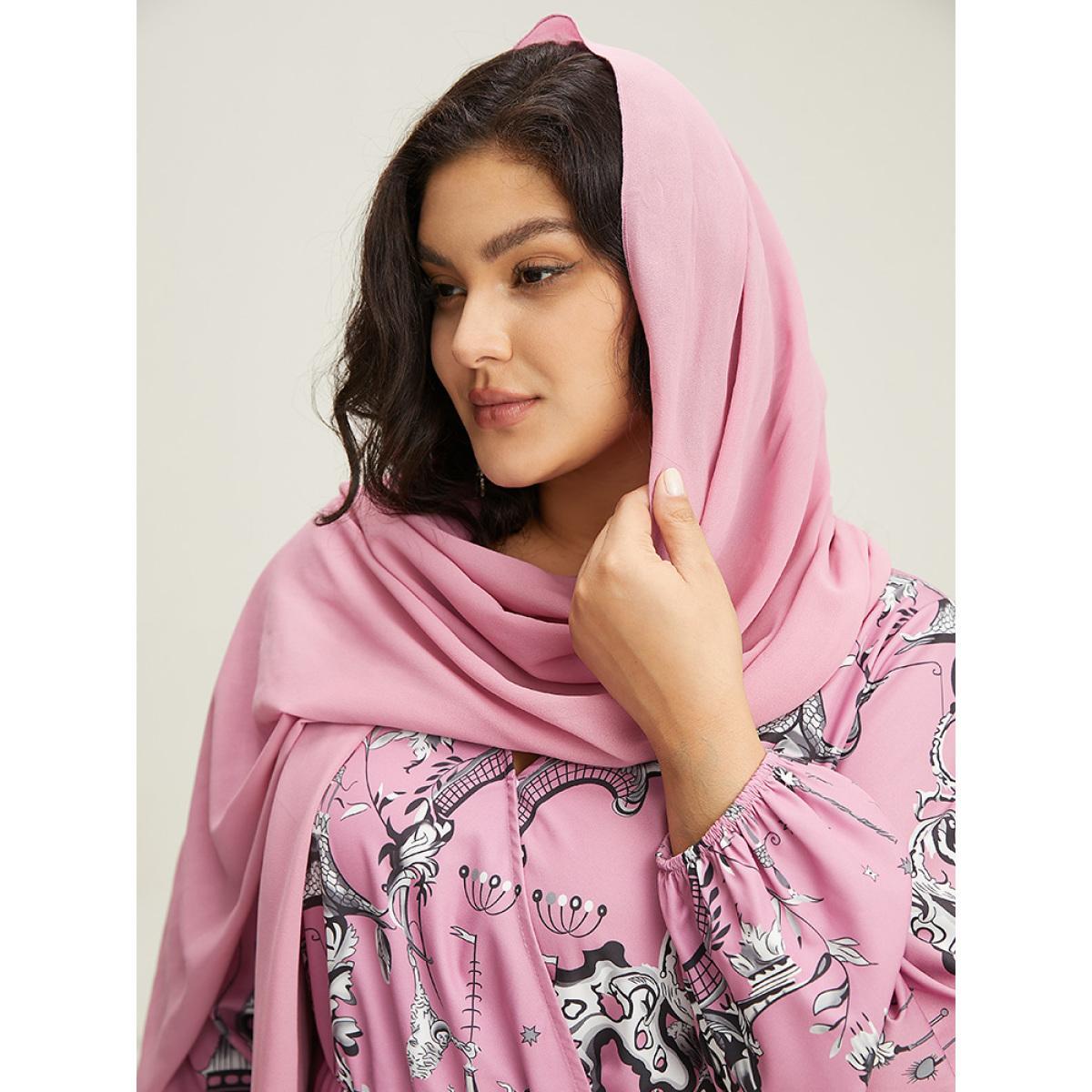 Plus Size Halloween Print Chiffon Lantern Sleeve Wrap Dress Watermelon Women Elegant Elastic cuffs V-neck Long Sleeve Curvy Midi Dress BloomChic 18-20/2X Product Image