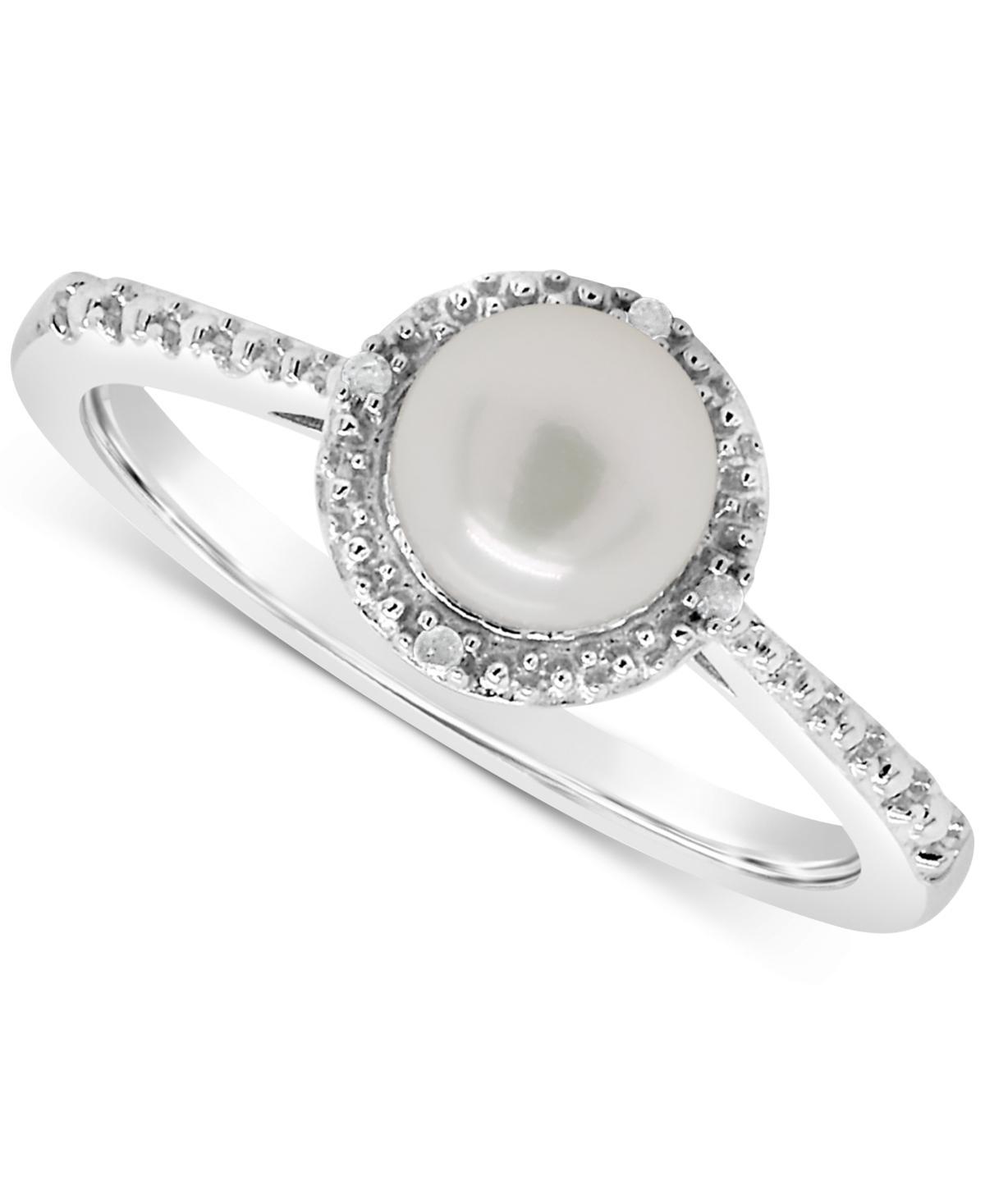 Celebration Gems Sterling Silver Freshwater Cultured Pearl and Diamond Accent Frame Ring, Women's, Size: 8 Product Image