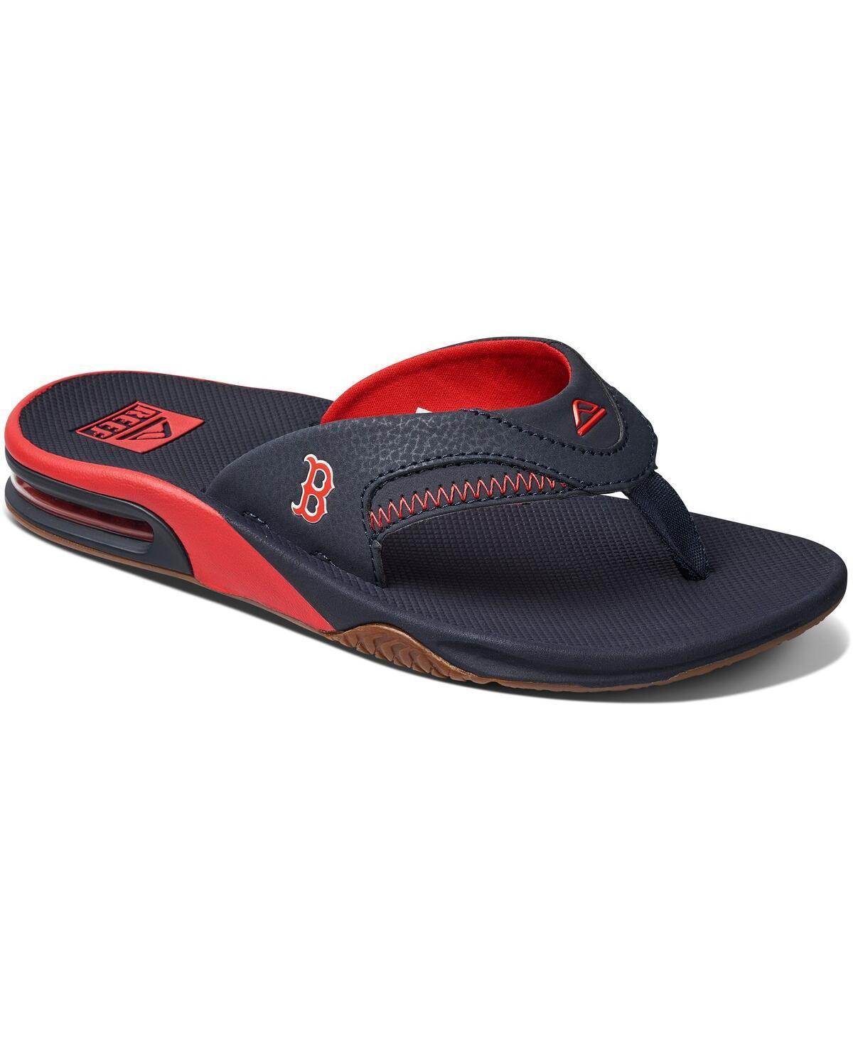 Womens REEF Boston Red Sox Fanning Bottle Opener Sandals Blue Product Image