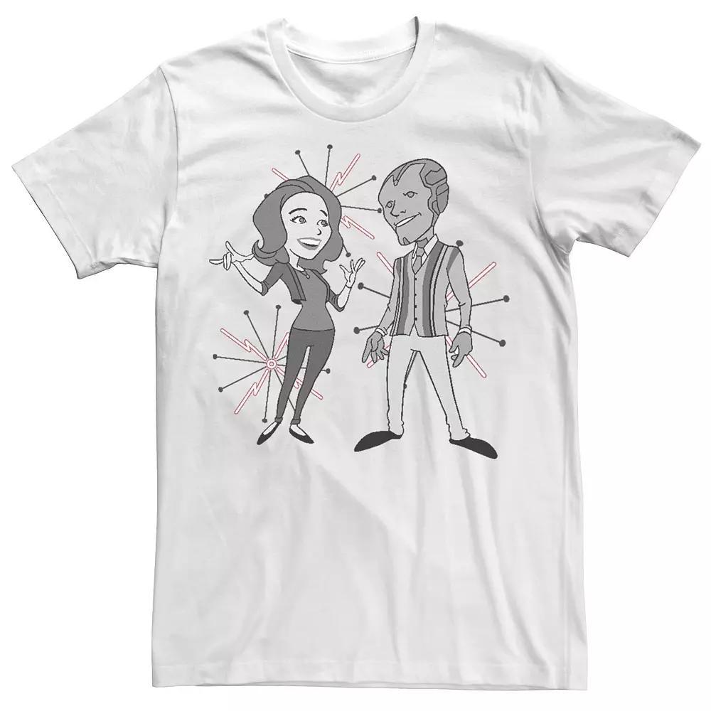 Men's Marvel WandaVision Retro Characters Design Tee, Size: XS, White Product Image