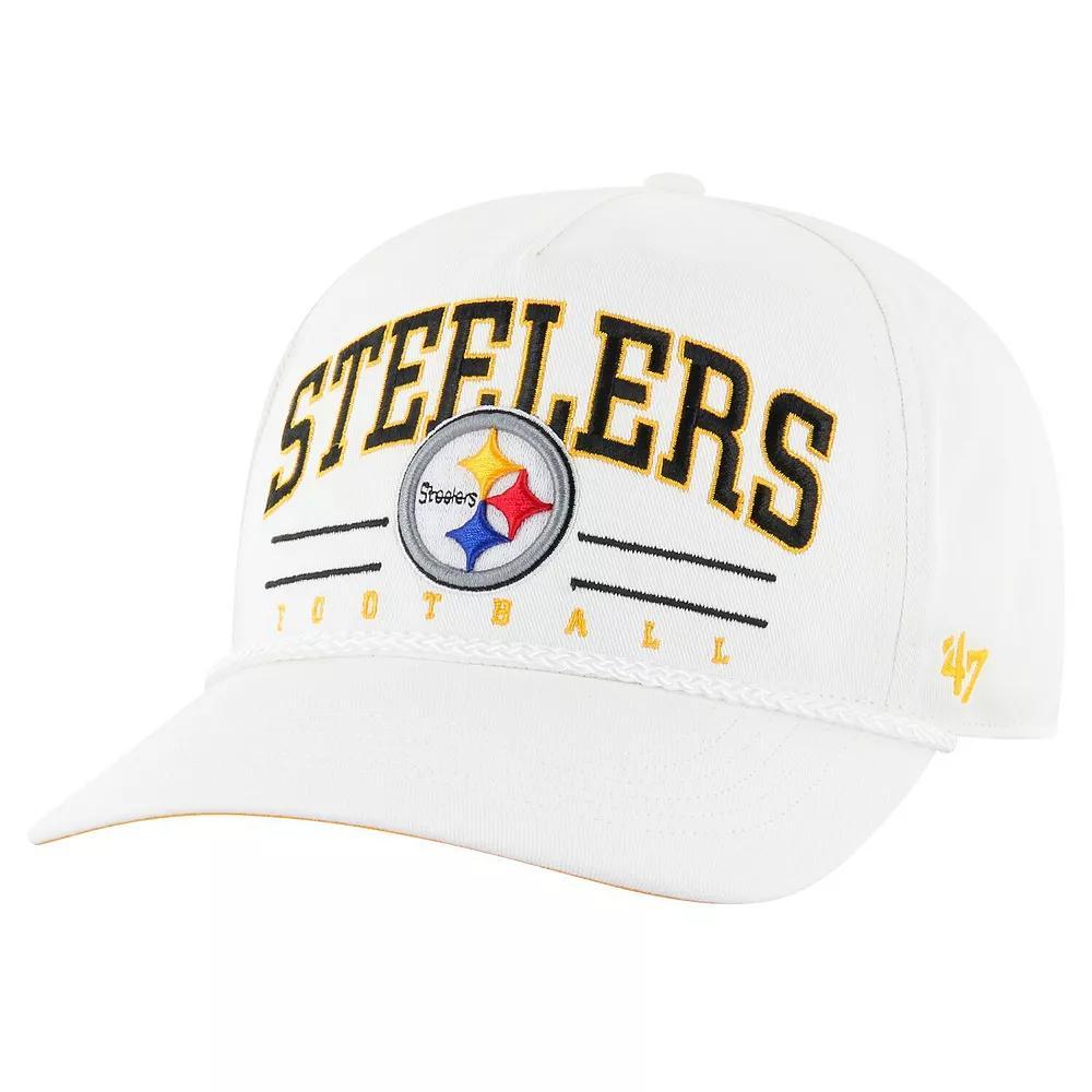 Men's '47 White Pittsburgh Steelers Roscoe Hitch Rope Adjustable Hat Product Image
