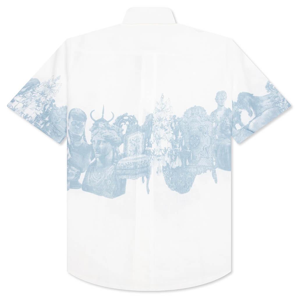 Linen Shirt with Hubert Objects Print- Blue/White Male Product Image
