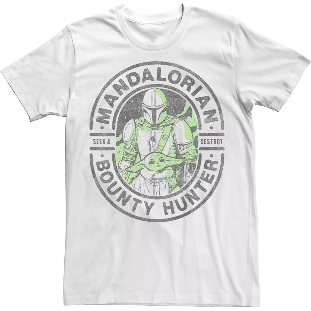 Men's Star Wars Mando And Child Colored Circle Portrait Tee, Size: Medium, White Product Image