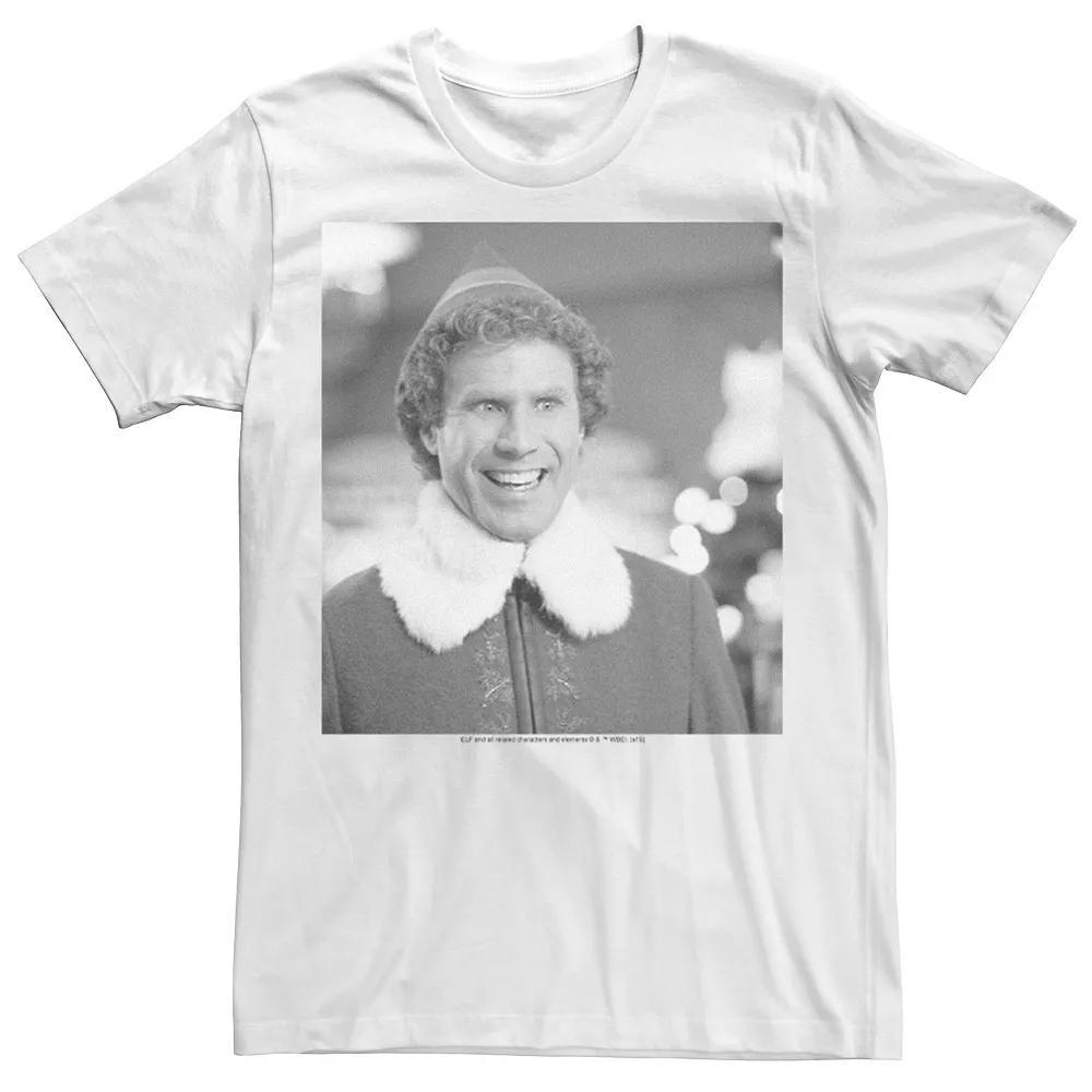 Men's Elf Buddy Black & White Laughing Photo Graphic Tee, Size: XL Product Image