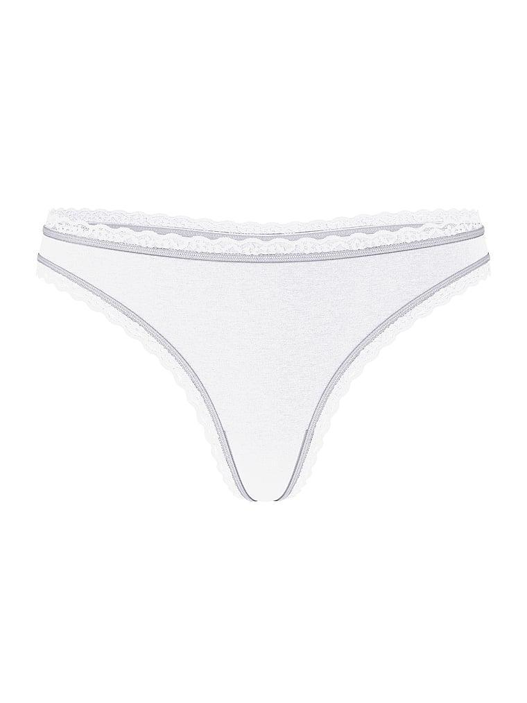 Cotton Lace-Waist Thong Product Image