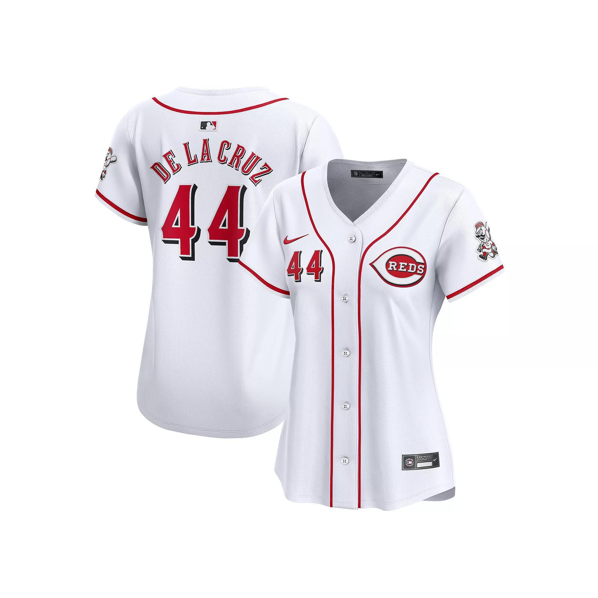 Women's Nike Elly De La Cruz White Cincinnati Reds Home Limited Player Jersey, Size: XXL, Red White Product Image