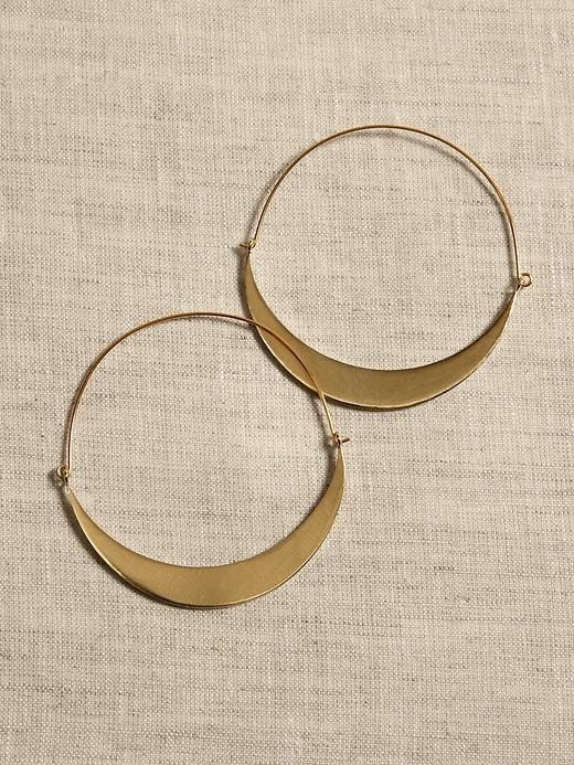 Crescent Hinged Hoop Earrings by Aureus + Argent Product Image