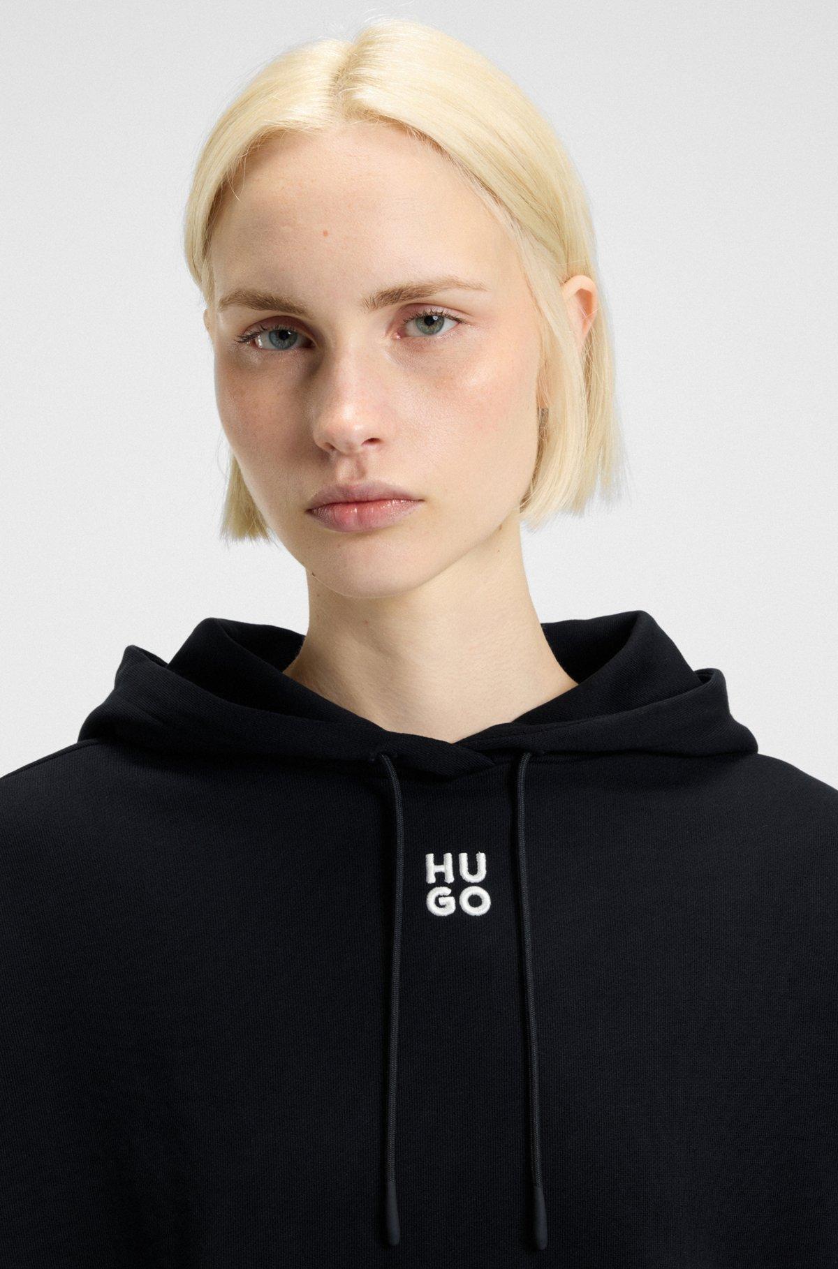  Cotton-terry hoodie with stacked logo embroidery Product Image