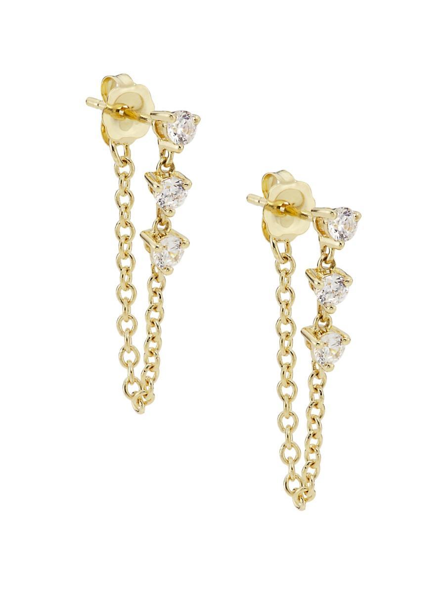 Womens 14K Yellow Gold & 0.4 TCW Diamonds Chain Drop Earrings Product Image