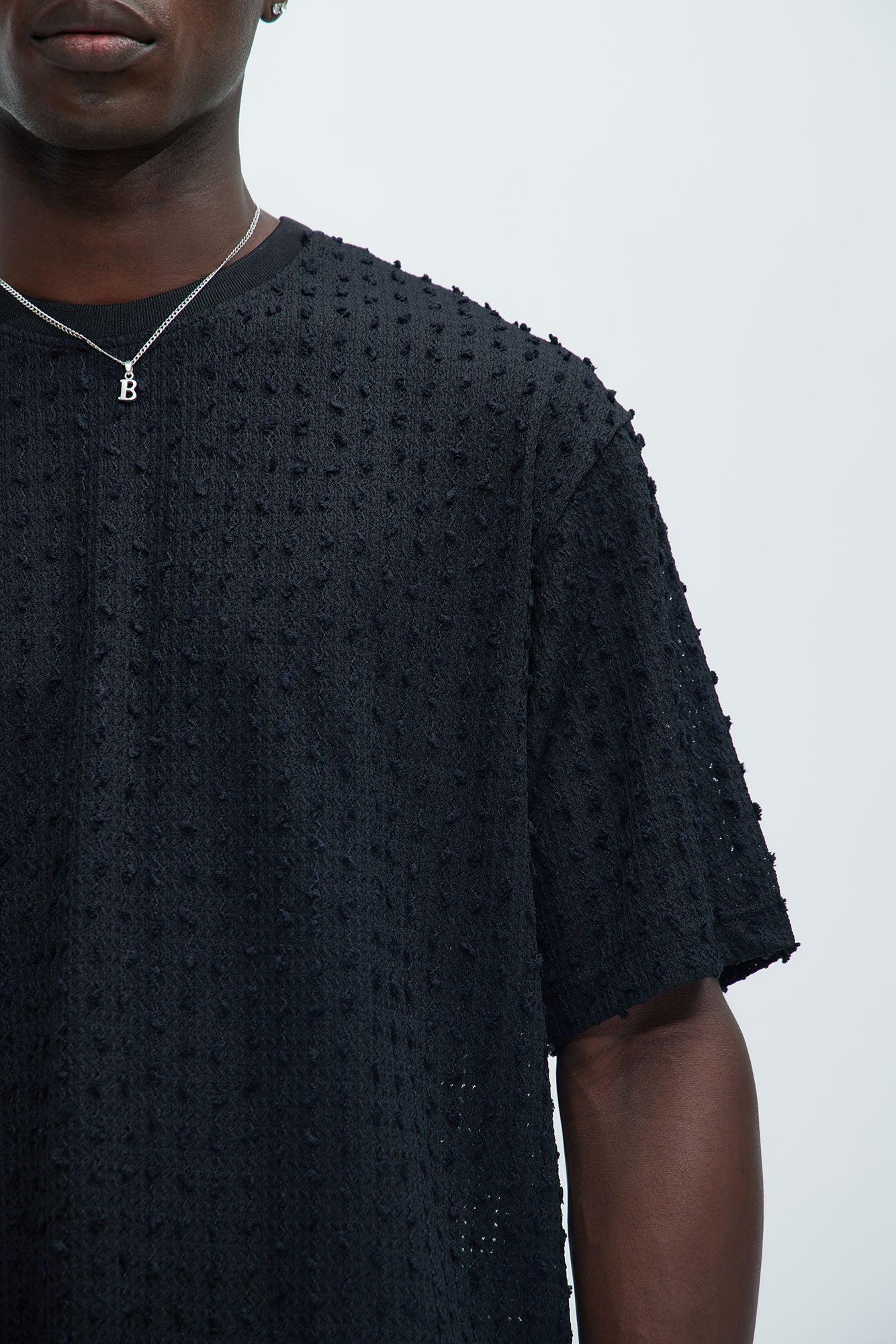 Pop Textured Crew Neck Tee - Black Product Image