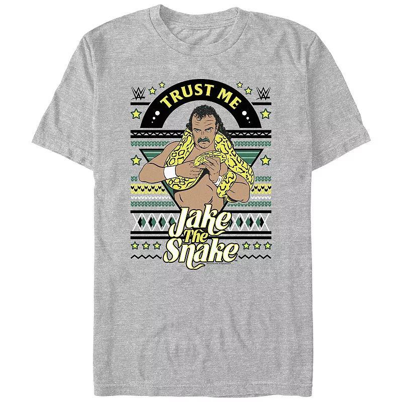 Big & Tall WWE Jake The Snake Christmas Sweater Graphic Tee, Men's, Size: 3XL Tall, Athletic Grey Product Image