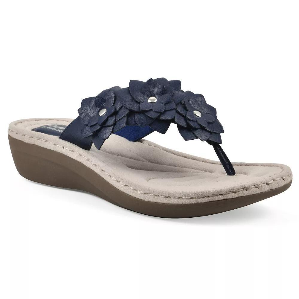 Cliffs by White Mountain Content Women's Floral Wedge Sandals, Size: 9 Medium, Blue Smo Product Image