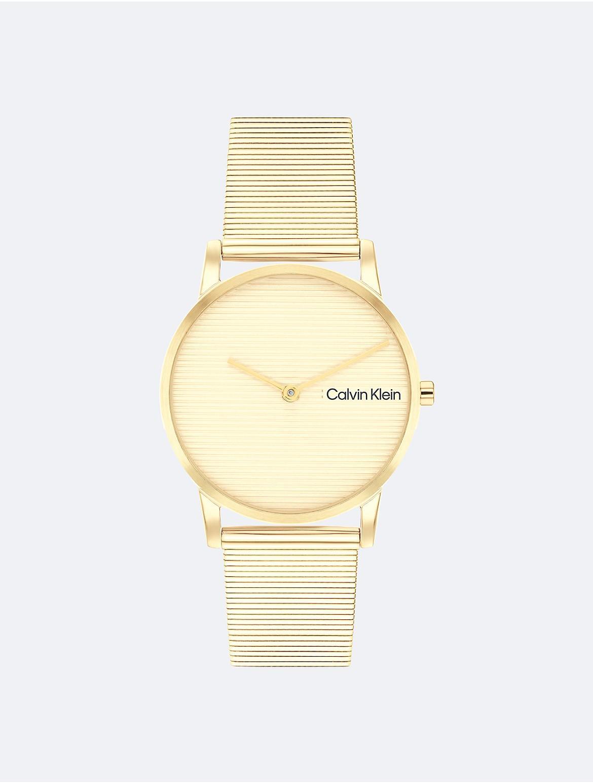 Calvin Klein Womens Ck Feel Gold-Tone Stainless Steel Mesh Watch 30mm Product Image