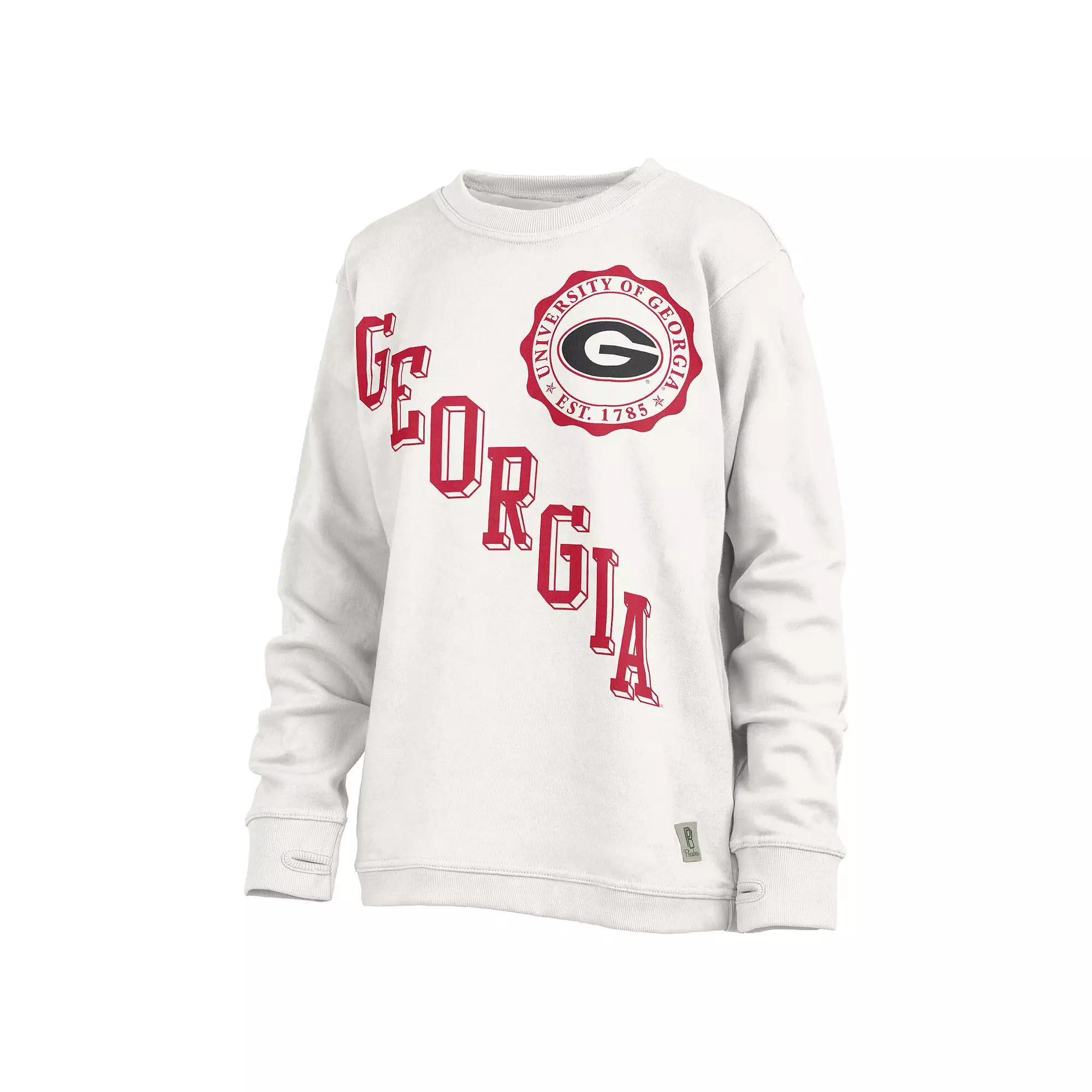 Women's Pressbox White Georgia Bulldogs Shoreline Sundown Pullover Sweatshirt, Size: 2XL Product Image