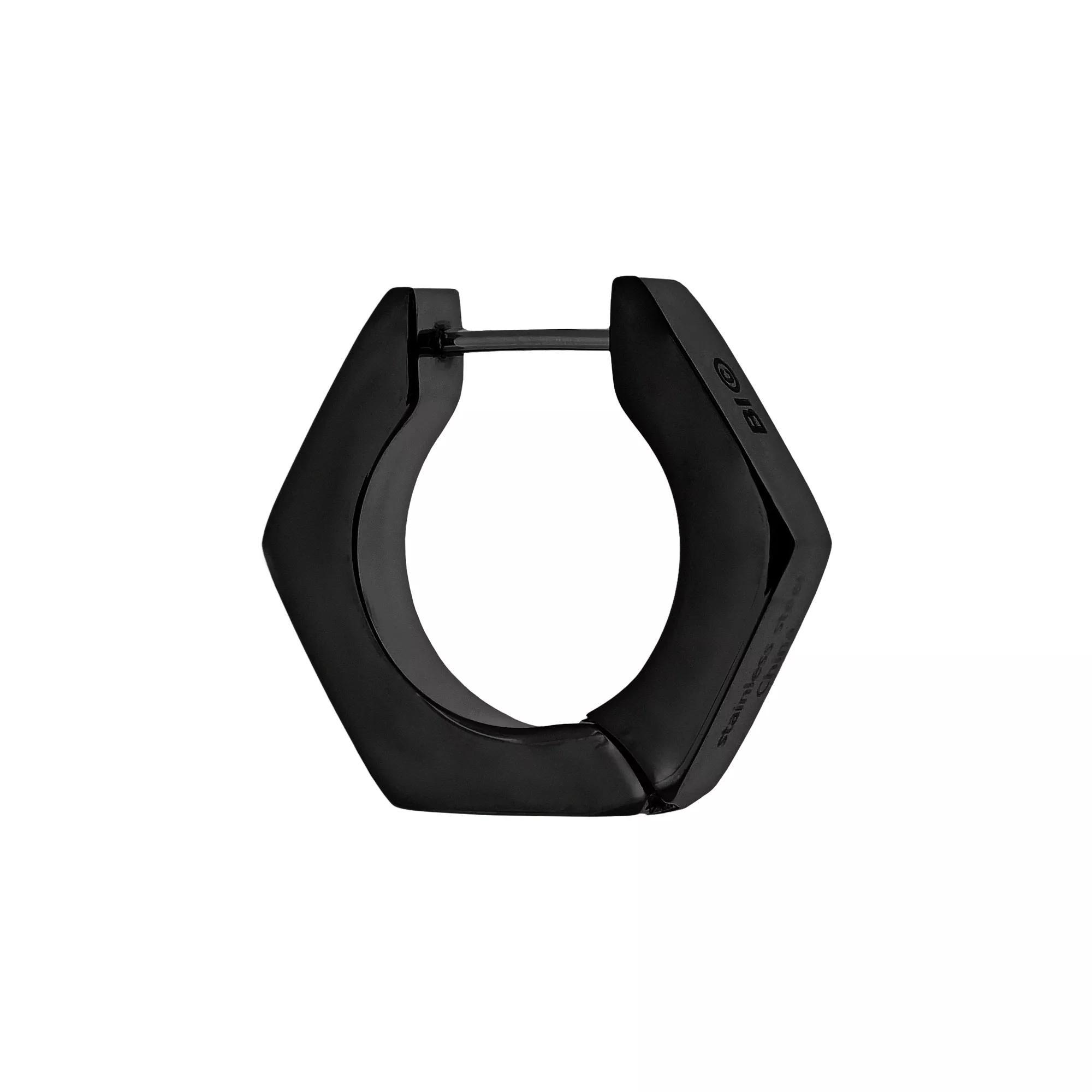 LYNX Black Ion-Plated Stainless Steel Hoop - Single Earring, Mens Product Image