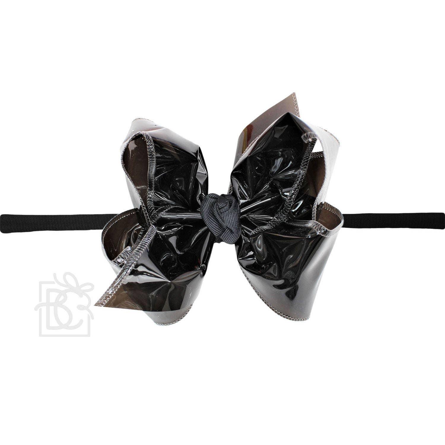 1/4" PANTYHOSE HEADBAND W/WATERPROOF BOW: 5.5" Huge - 2.5" Ribbon / AQUA Product Image