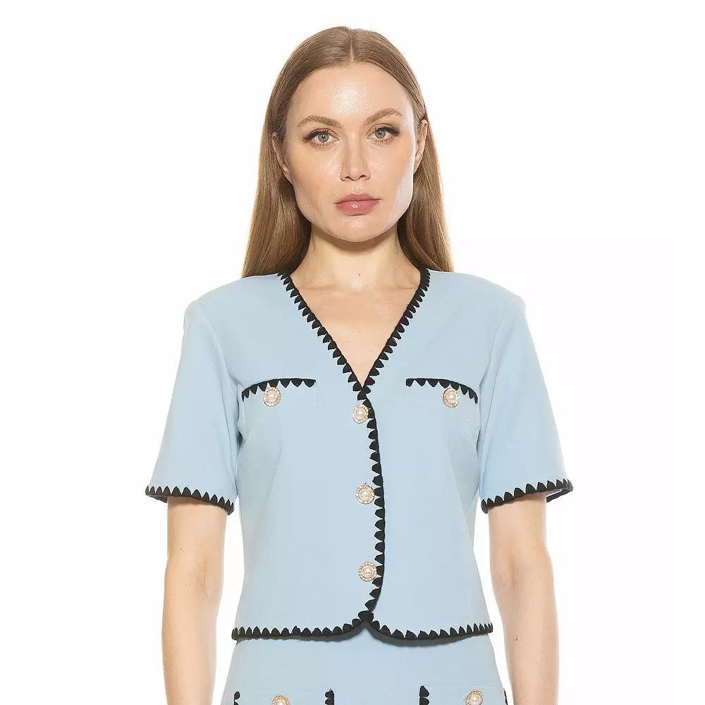 Women's ALEXIA ADMOR Willa Short Sleeve Embroidered Edge Jacket Top, Size: 10, Pink Product Image