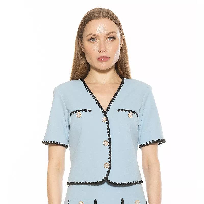 Women's ALEXIA ADMOR Willa Short Sleeve Embroidered Edge Jacket Top, Size: 10, Pink Product Image