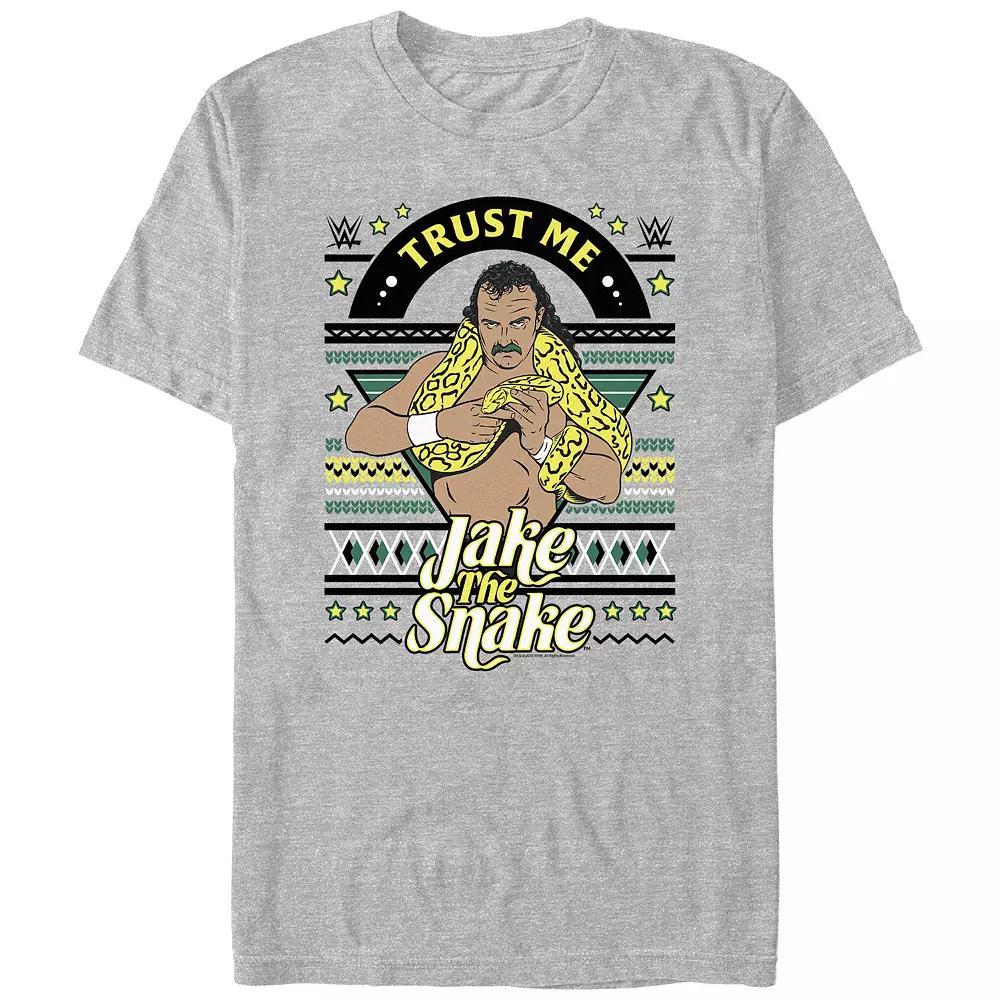Big & Tall WWE Jake The Snake Christmas Sweater Graphic Tee, Men's, Size: 3XL Tall, Athletic Grey Product Image