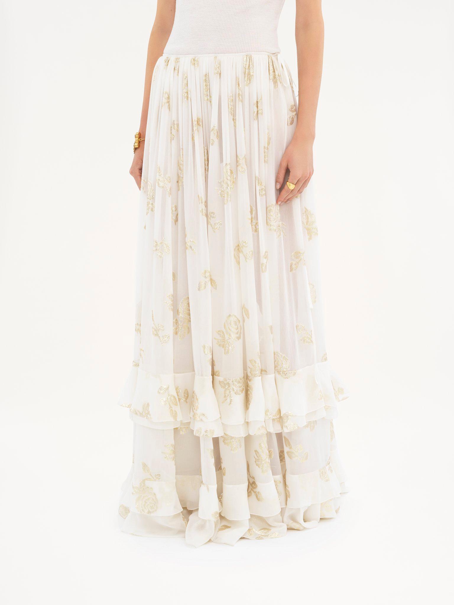 Fluid maxi skirt in silk jacquard & lurex Product Image