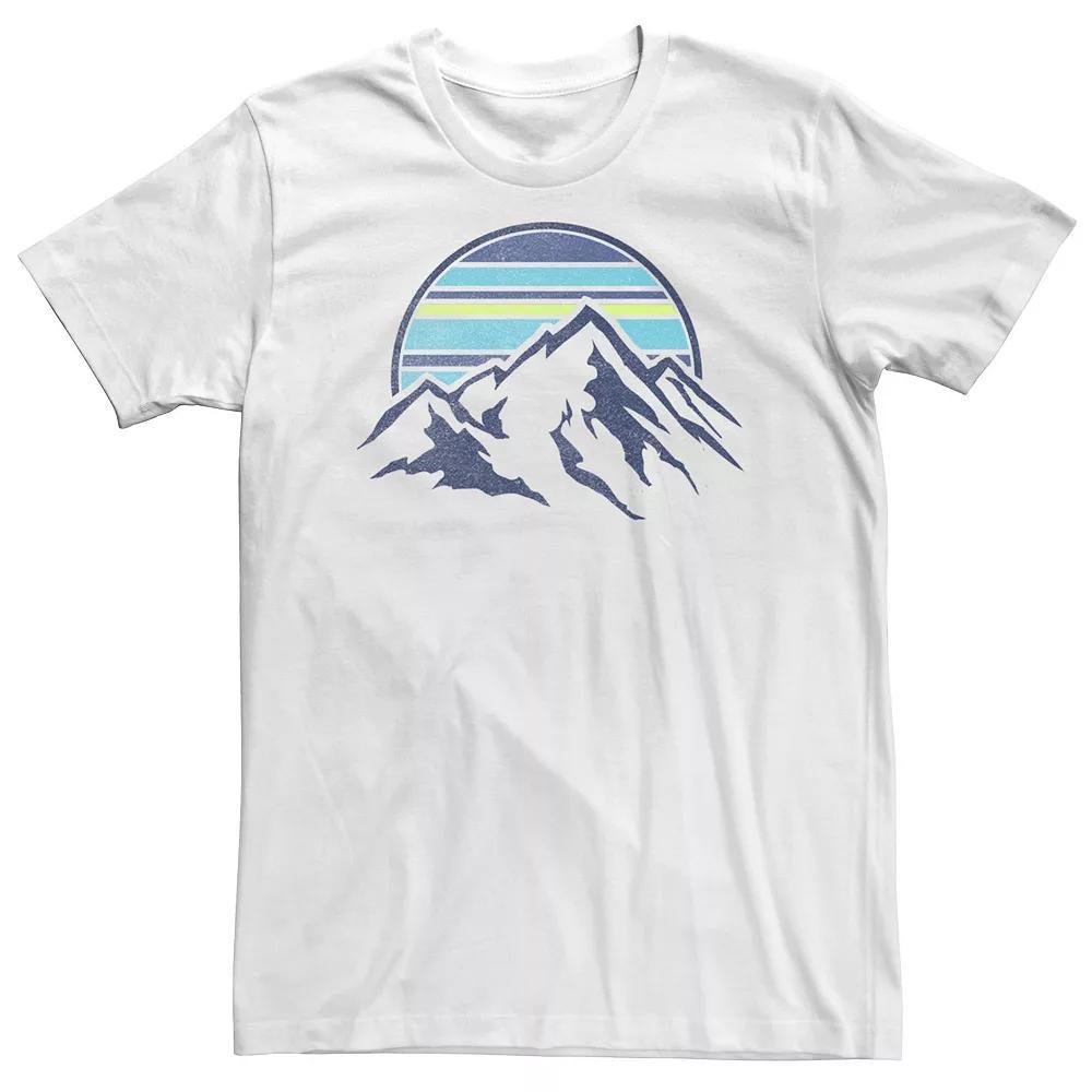 Big & Tall Trendy Blue Mountain Range Striped Sun Tee, Men's, Size: 3XL, White Product Image