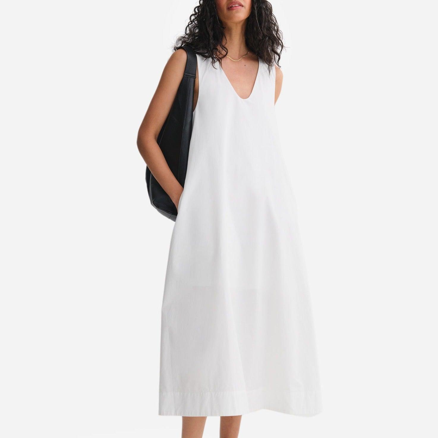 Organic Poplin Tank Pleated Dress Female Product Image