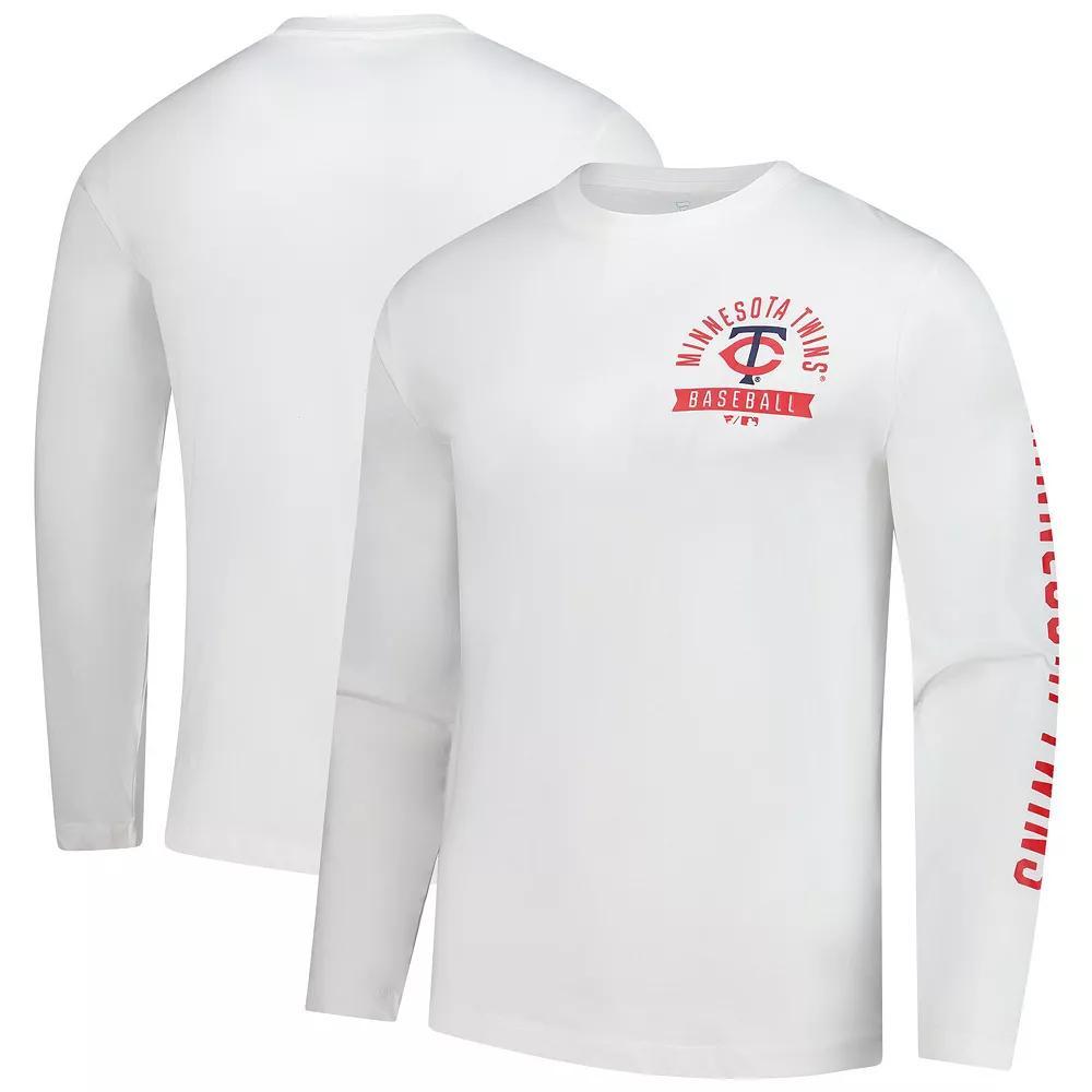 Men's Fanatics  White Minnesota Twins Press Box Long Sleeve T-Shirt, Size: XL Product Image