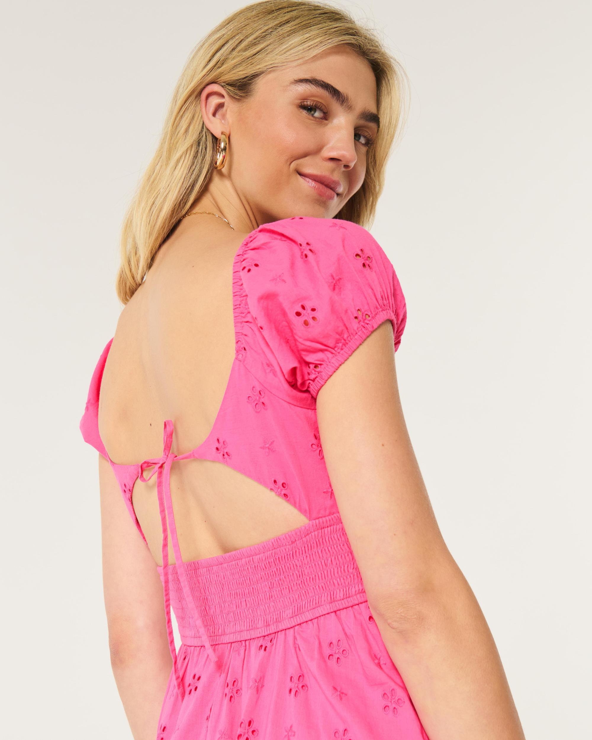 Short-Sleeve Channeled Waist Mini Dress Product Image