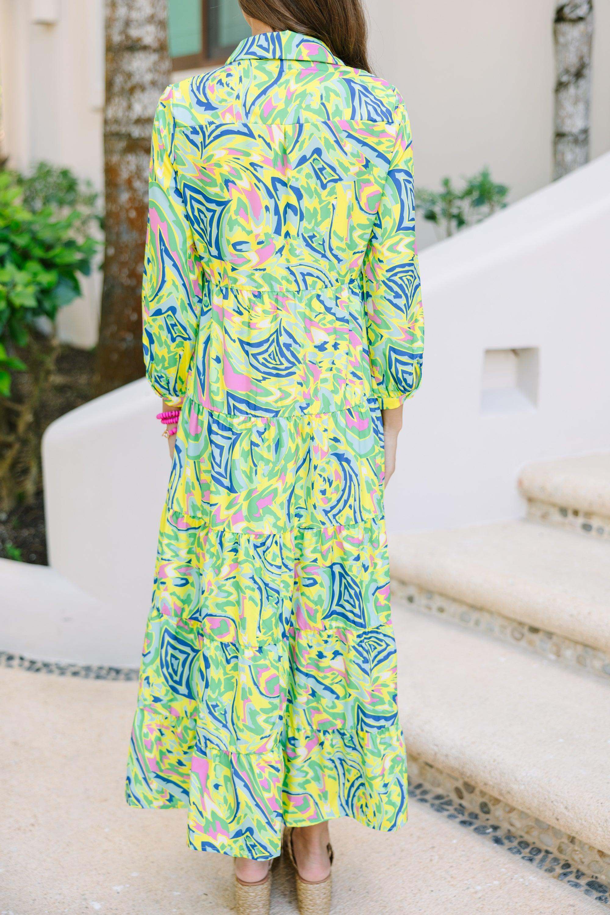 Bright New Days Green Paisley Midi Dress Female Product Image