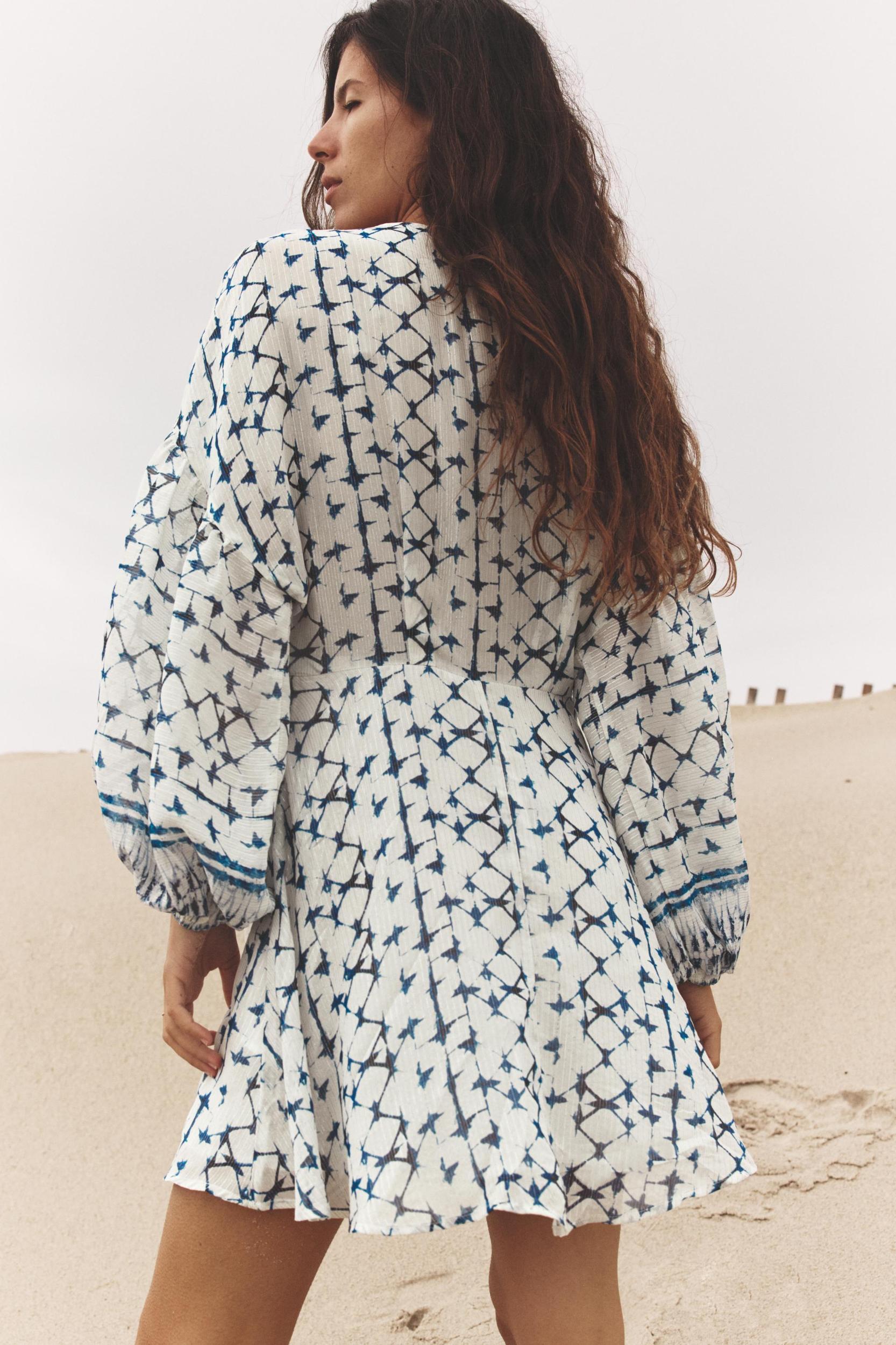 METALLIC THREAD PRINT DRESS Product Image