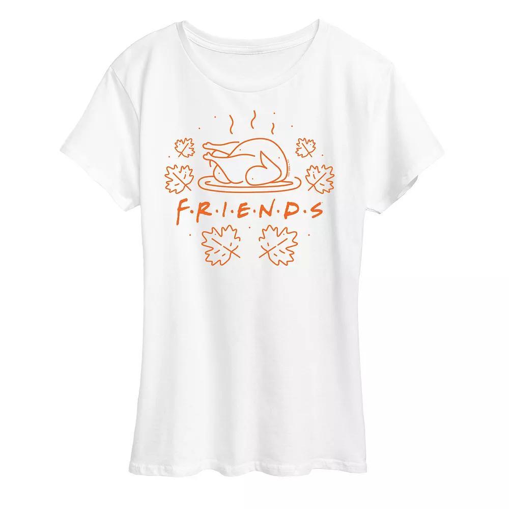 Women's Friends Logo With Turkey Graphic Tee, Girl's, Size: Large, White Product Image