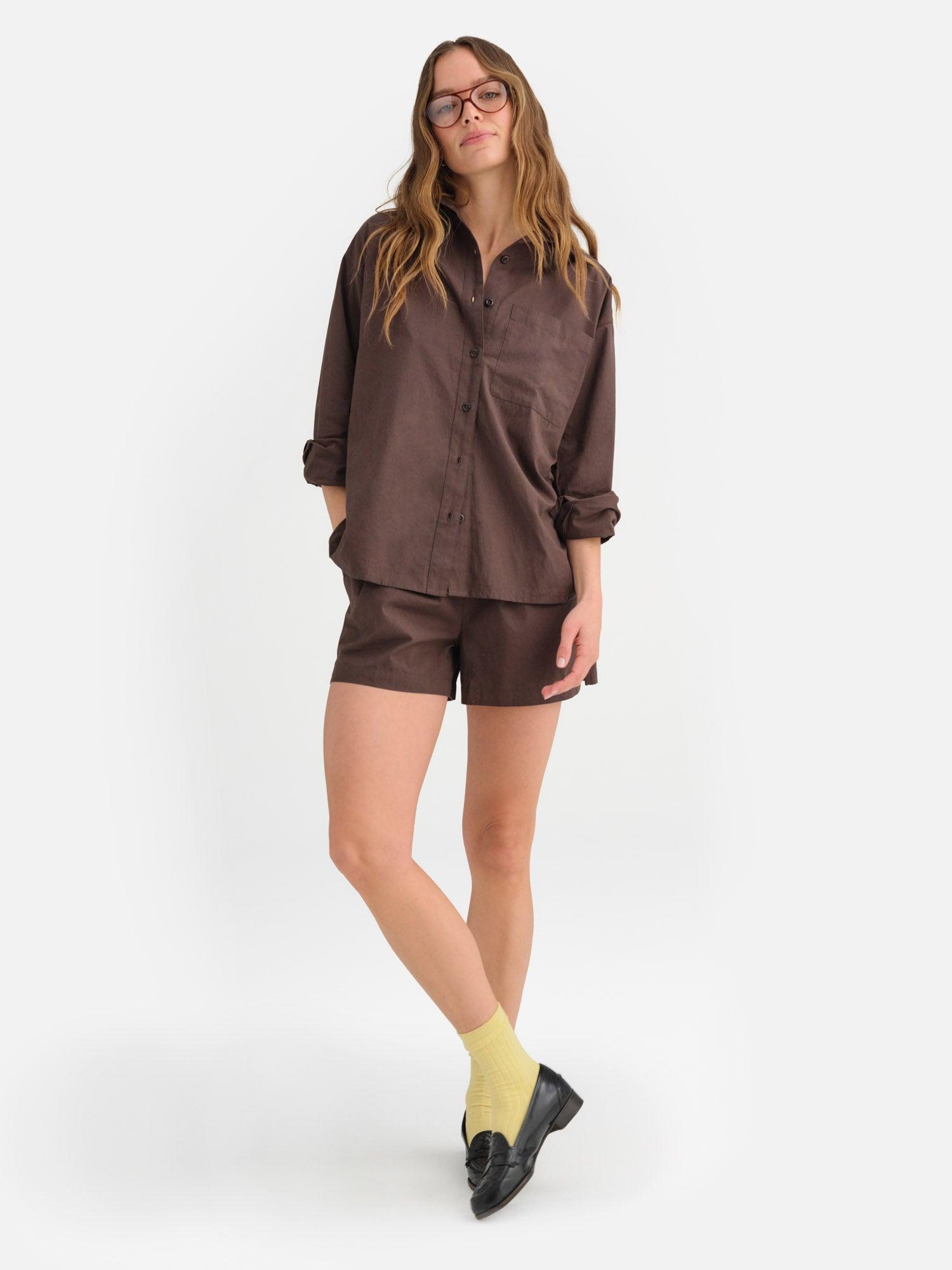 Organic Poplin Long Sleeve Button Down Female Product Image
