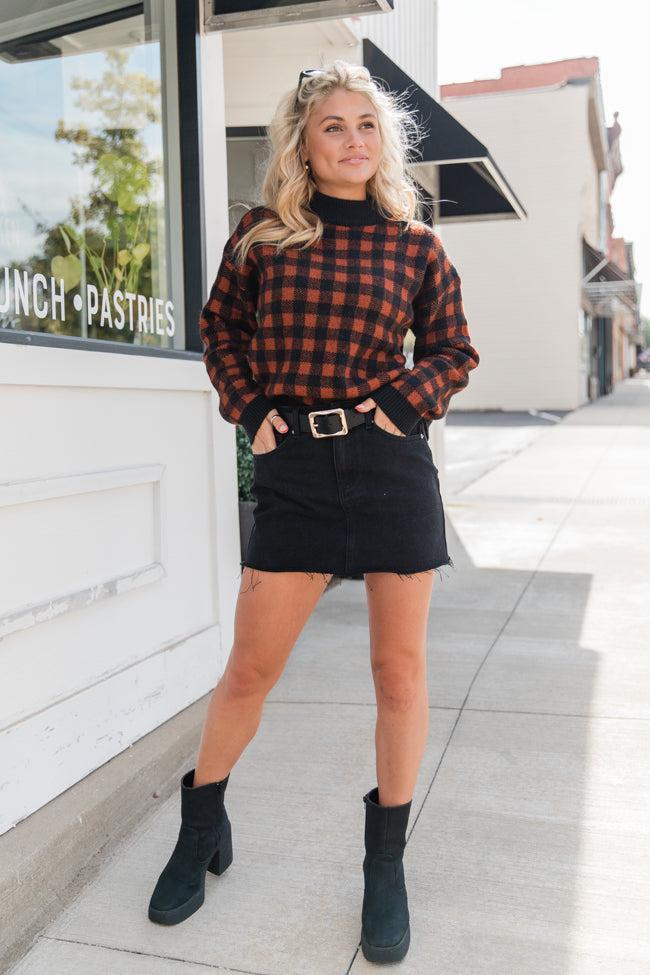 Point The Way Black Raw Hem Denim Skirt FINAL SALE Product Image