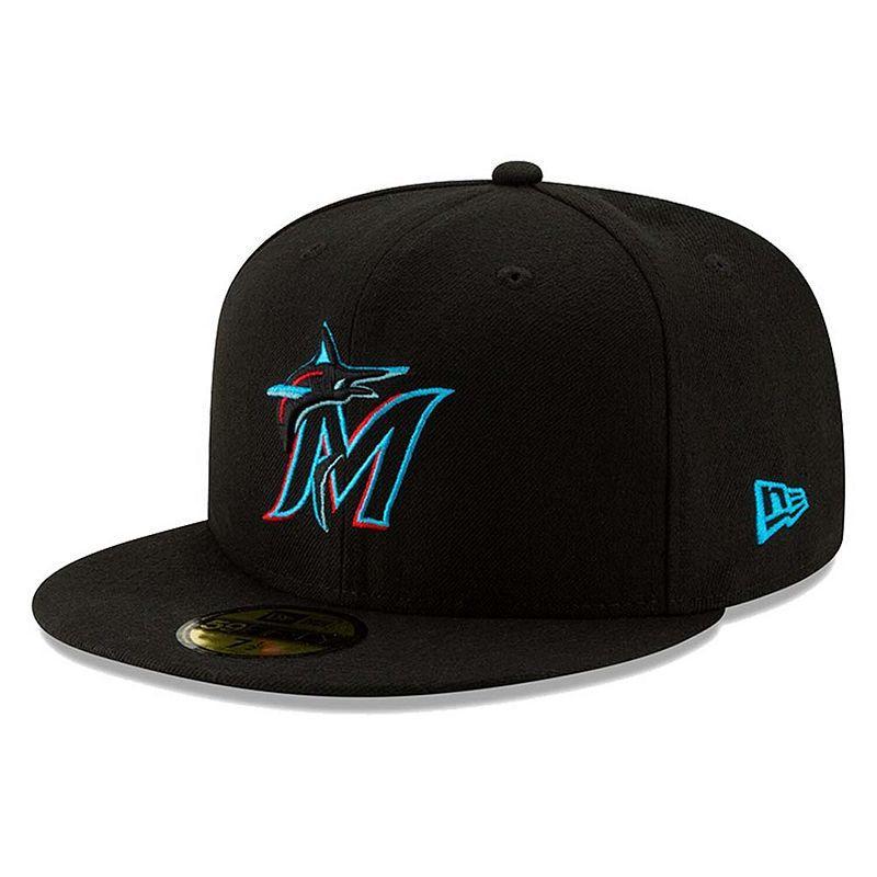 Men's New Era Miami Marlins Black On-Field Authentic Collection 59FIFTY Fitted Hat, Size: 7 7/8 Product Image