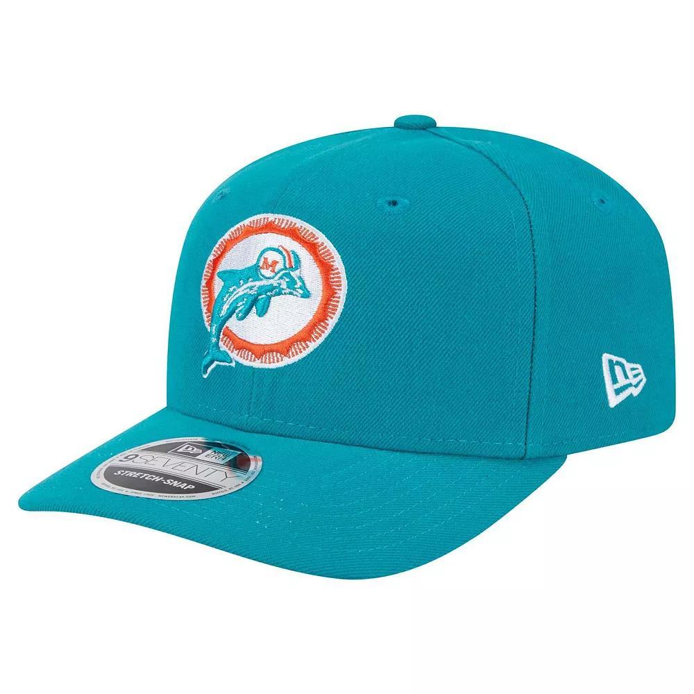 Men's New Era Aqua Miami Dolphins Throwback Logo 9SEVENTY Stretch-Snap Hat, Turquoise A Product Image