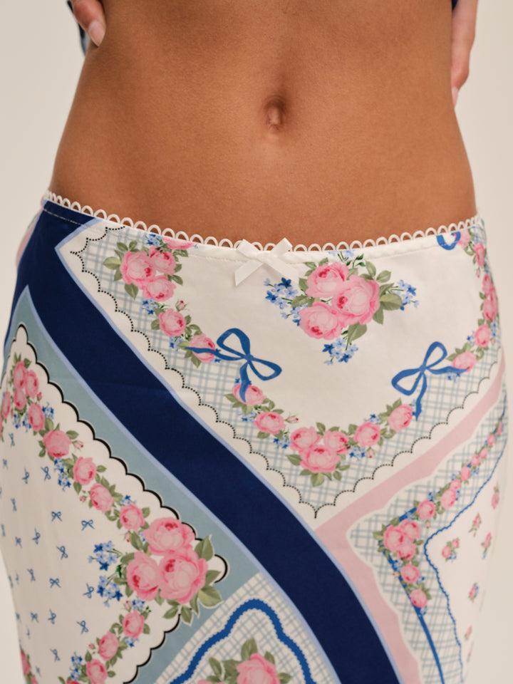 Summer Scarf Midi Skirt — Blue Product Image