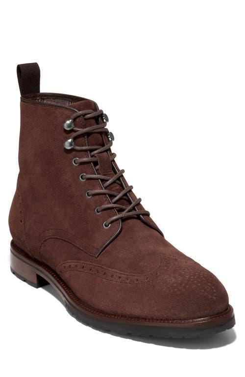 Cole Haan Berkshire Lug Wing Tip Boot (Madeira Suede Scot Water-Resistant) Men's Boots Product Image