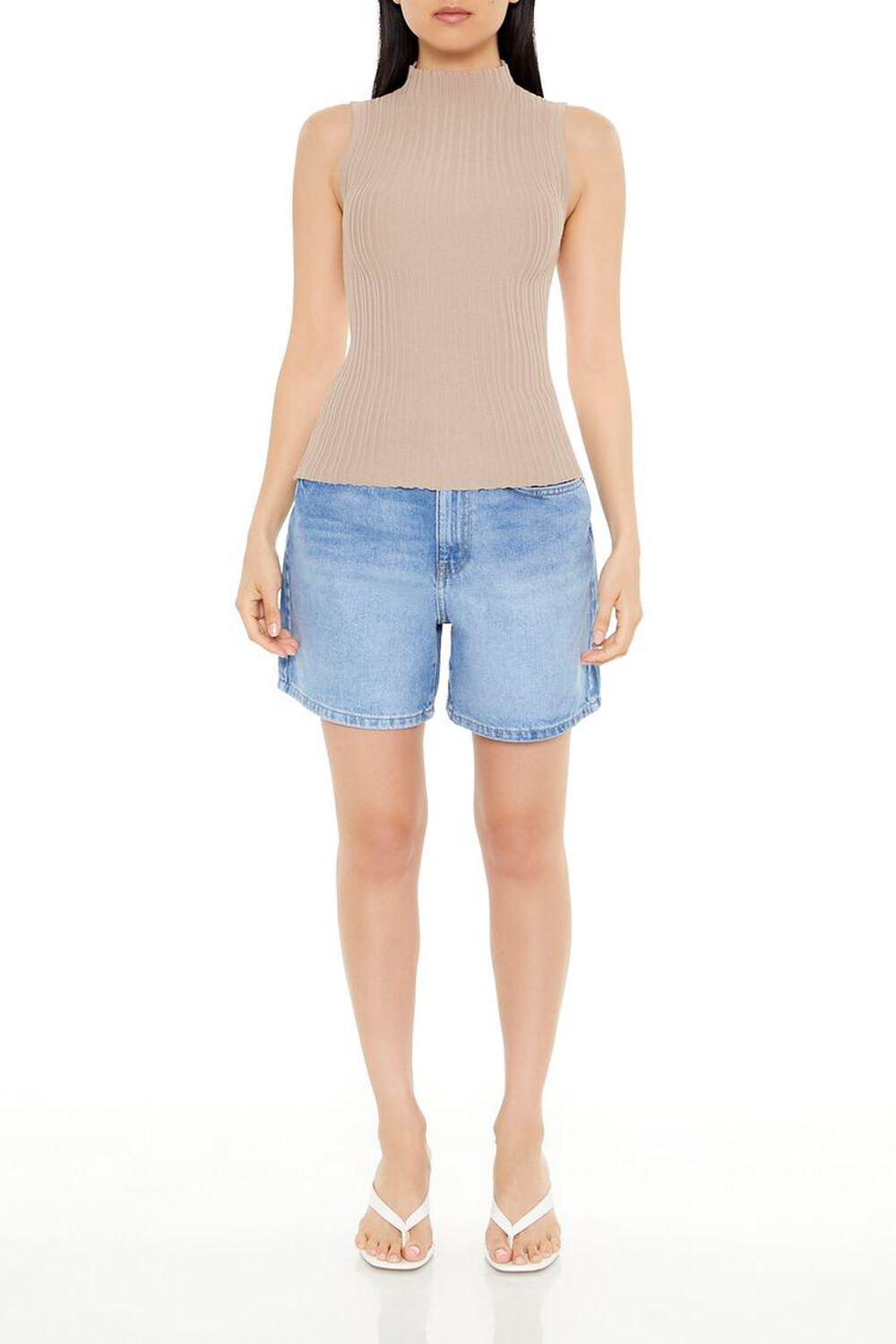 Ribbed Sleeveless Mock Neck Top | Forever 21 Product Image
