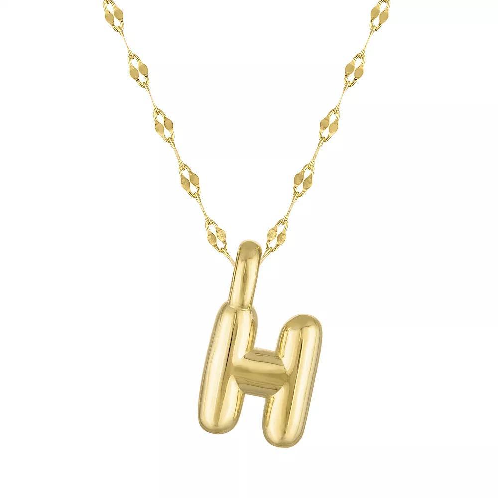 Junior Jewels 14k Gold Over Silver Bubble Initial Pendant Necklace, Women's, Size: 15.5", Gold Tone H Product Image