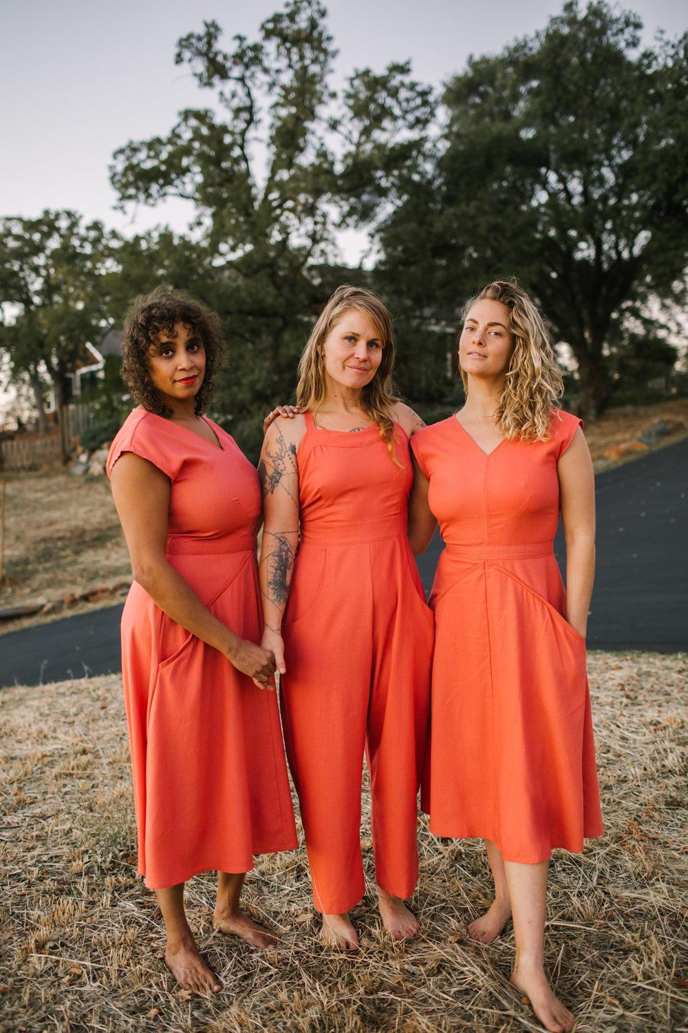 Xena Dress in Coral Linen Product Image
