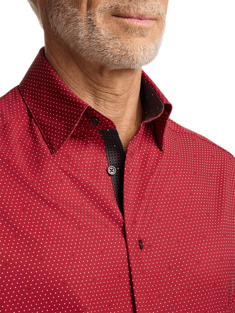 Performance Stretch Dot Casual Shirt - Red Product Image