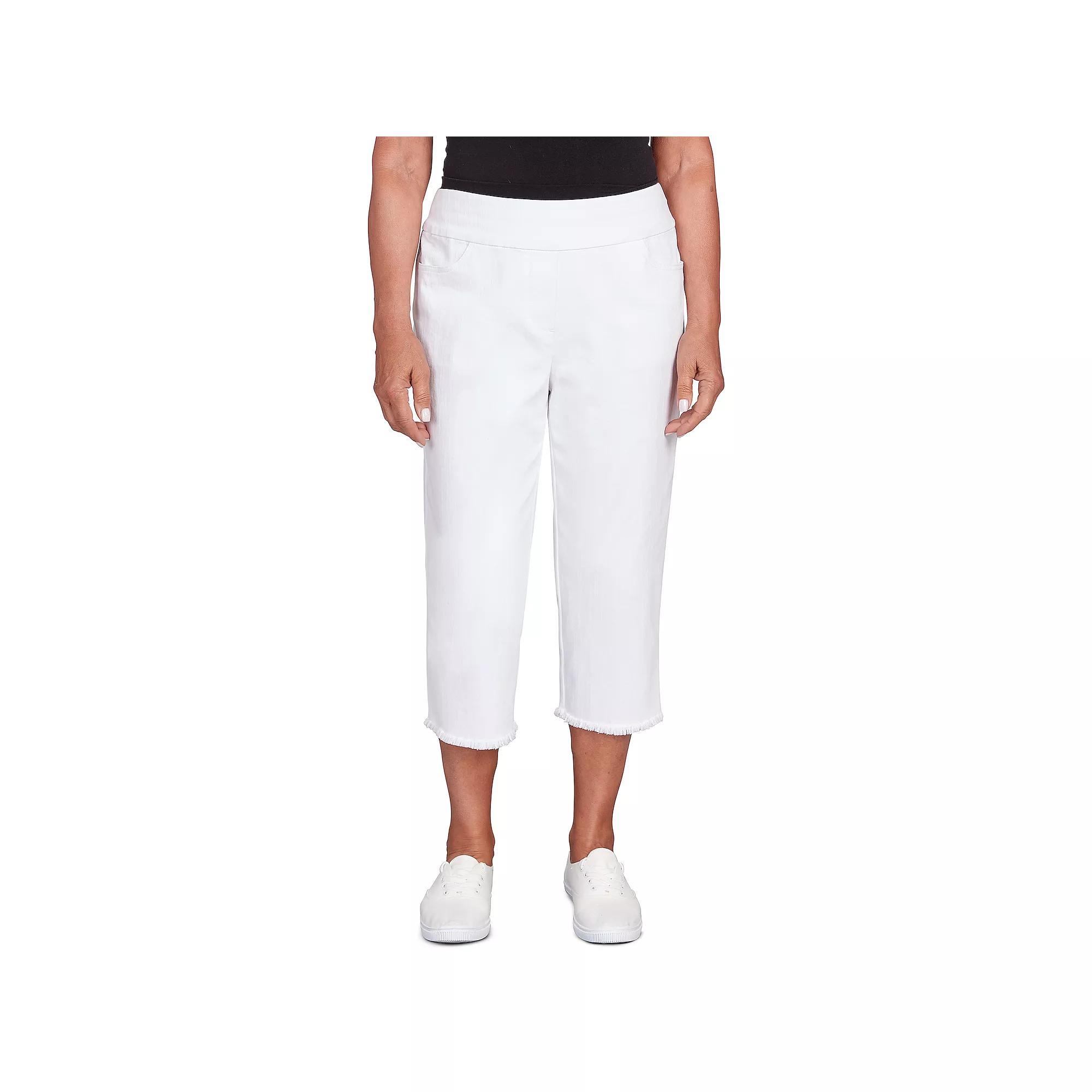 Women's Alfred Dunner Denim Fringe Capri Pants, Size: 12, White Product Image
