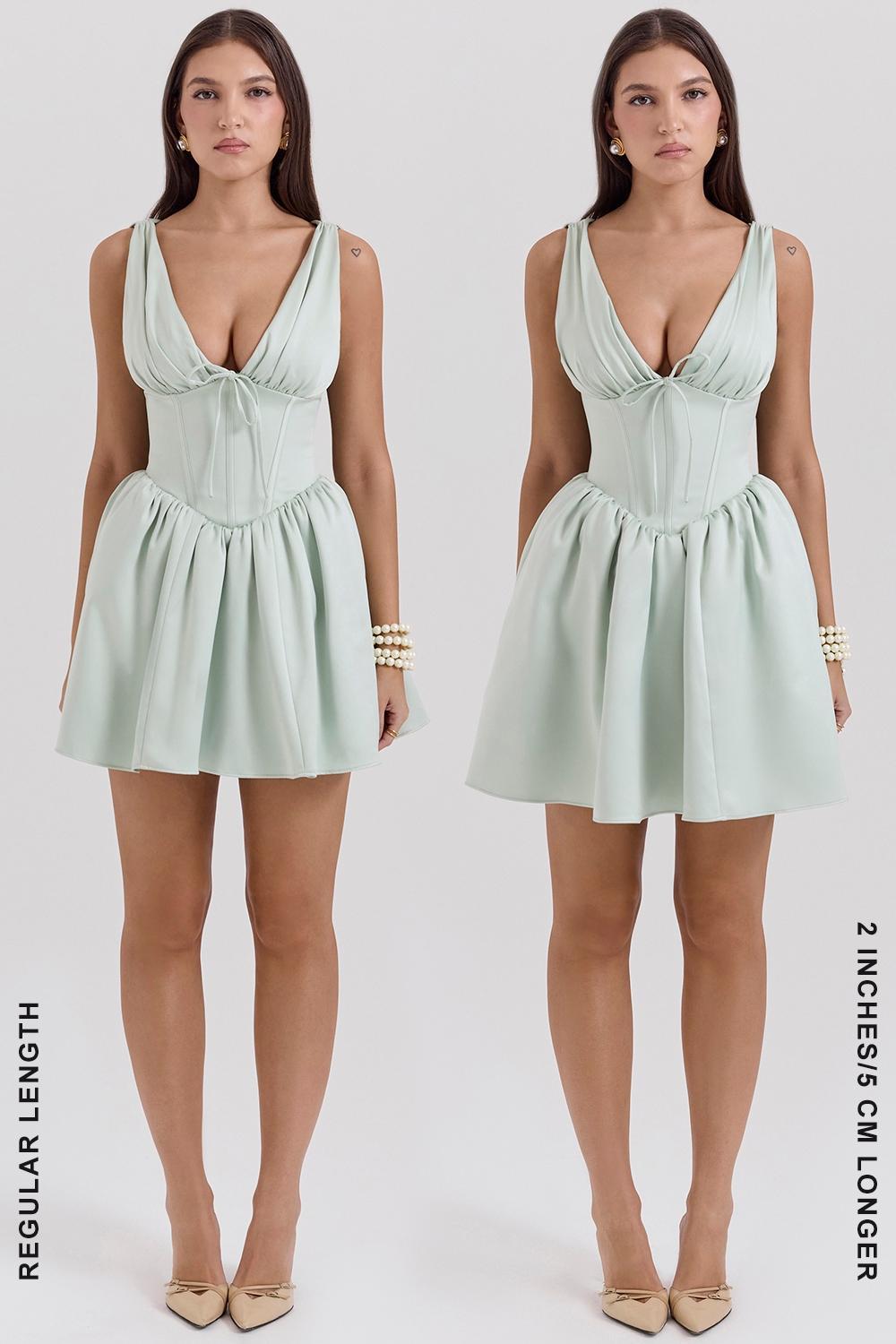Emmeliette Pistachio Satin Mini Dress Product Image
