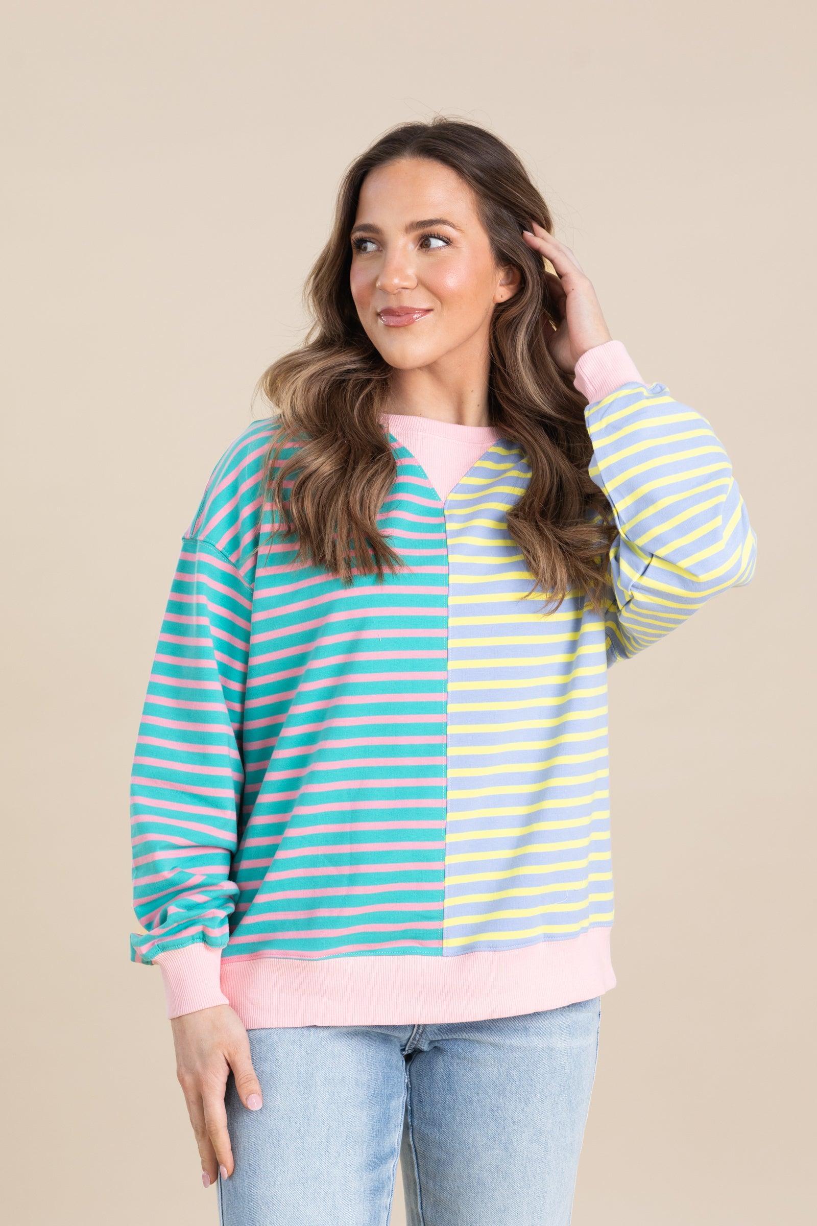 Blush Multicolor Stripe Knit Top Product Image