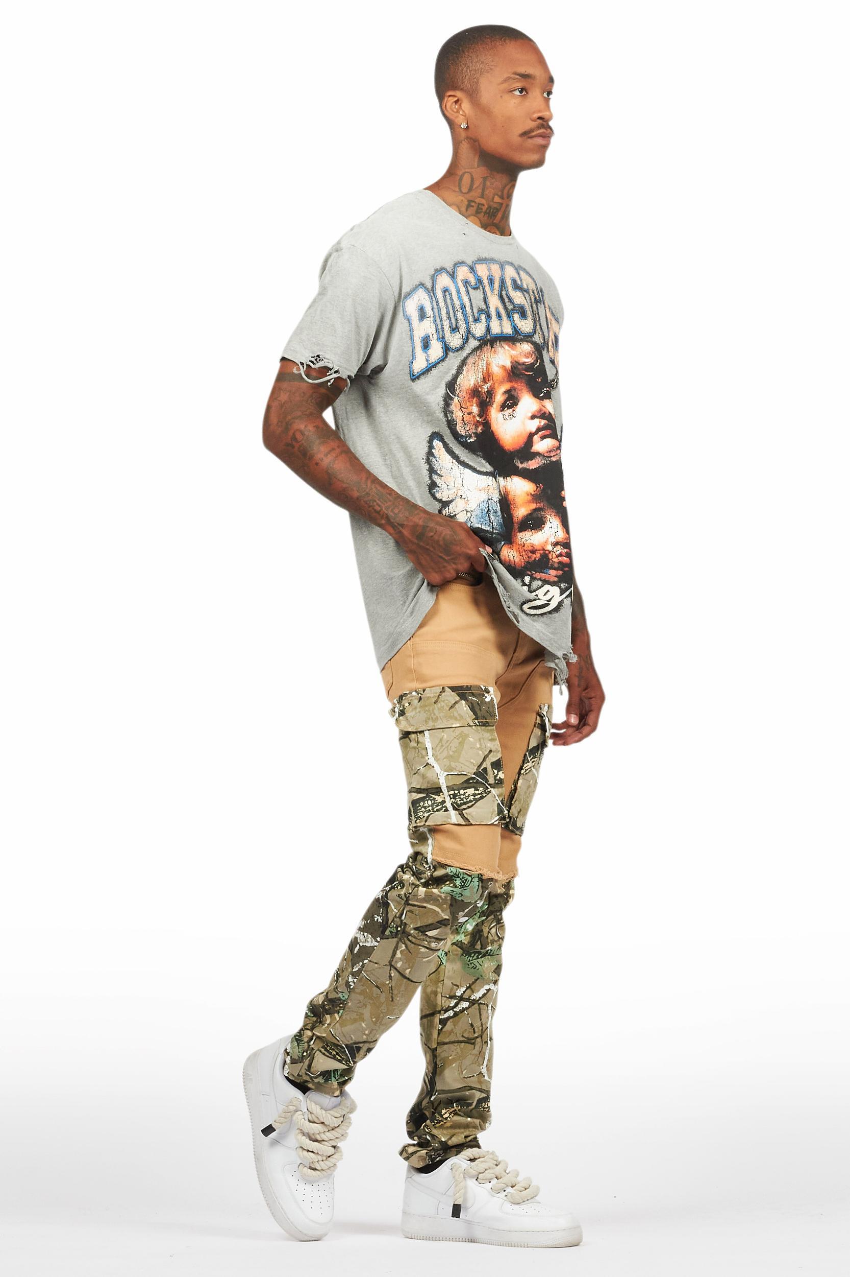 Deiter Heather Grey Oversized Graphic T-Shirt Male Product Image